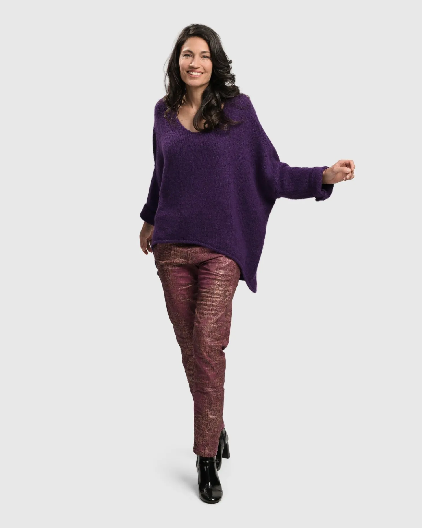 Women Alembika Siesta Oversized Sweater, Purple