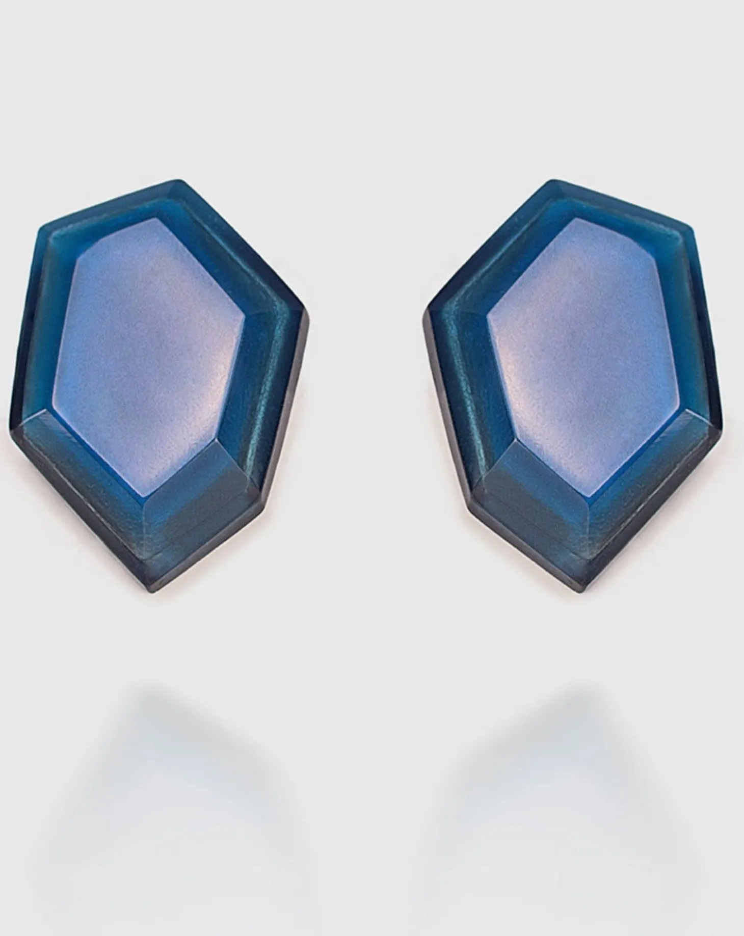 Women Alembika Sky Faceted Clip Earrings, Blue