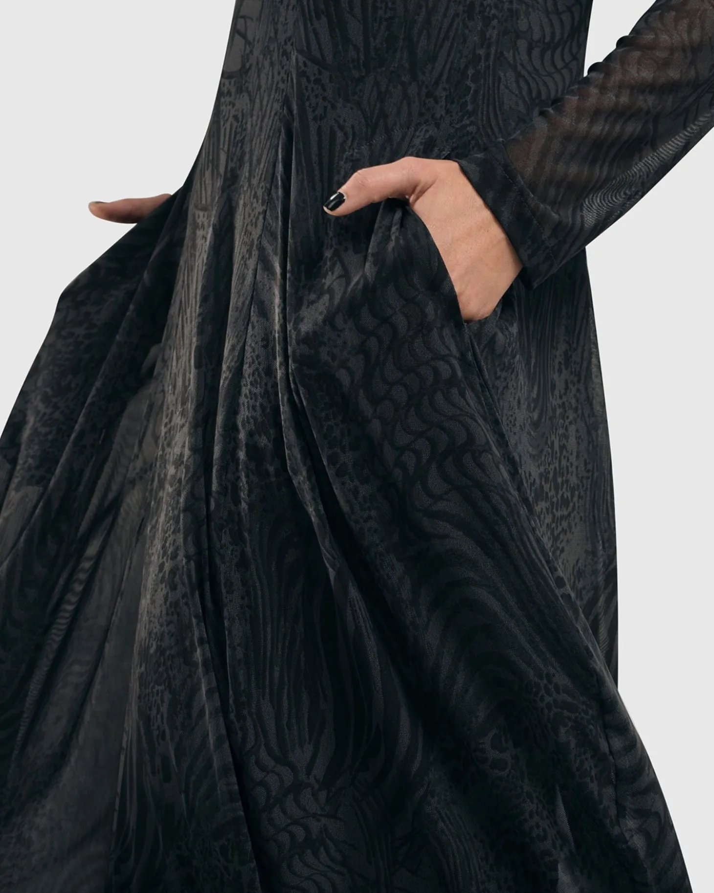 Women Alembika Soft Chiffon Cocoon Dress, Pewter