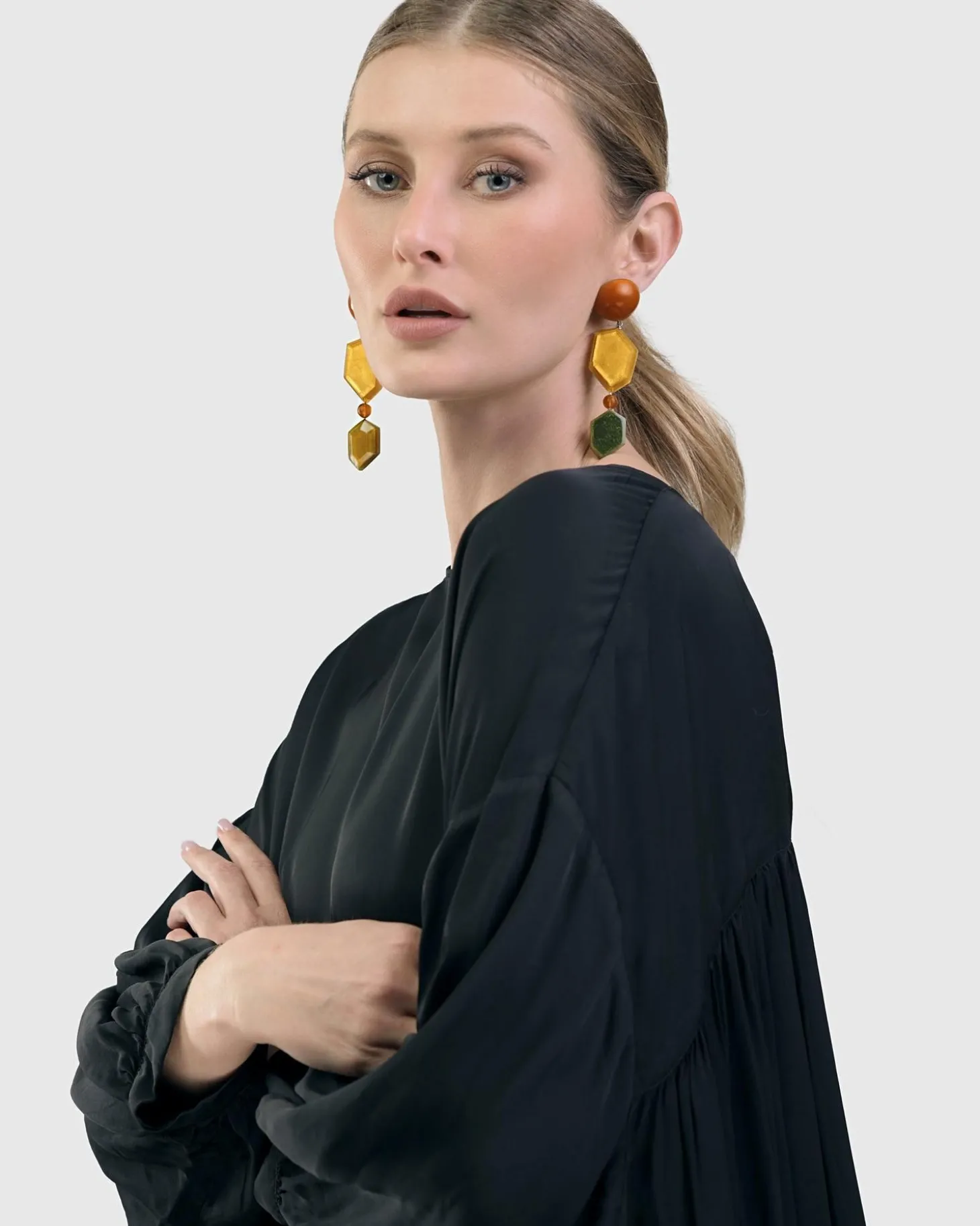 Women Alembika Spice Drop Earrings, Gold Multi