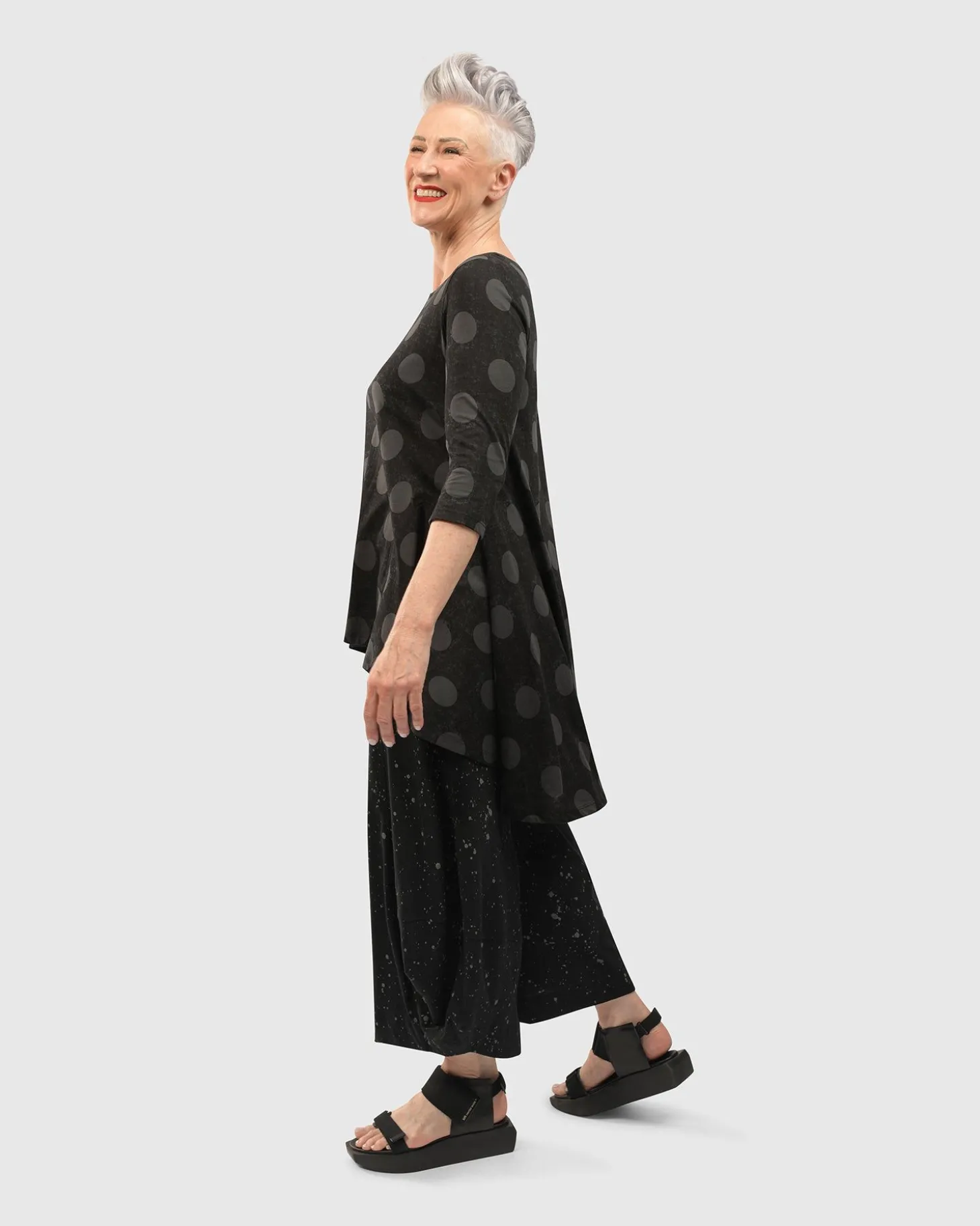 Women Alembika Splatter Punto Pants, Black
