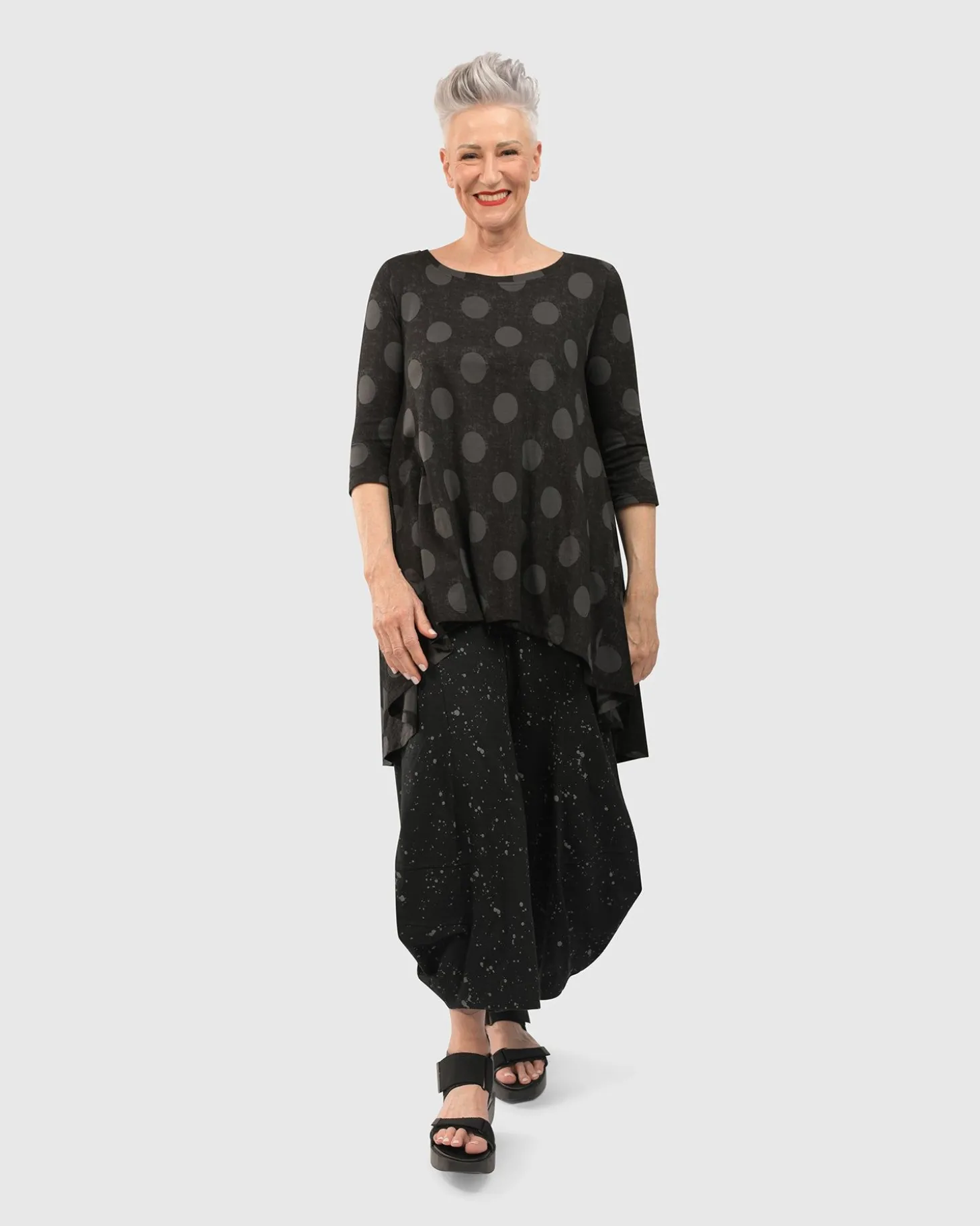 Women Alembika Splatter Punto Pants, Black