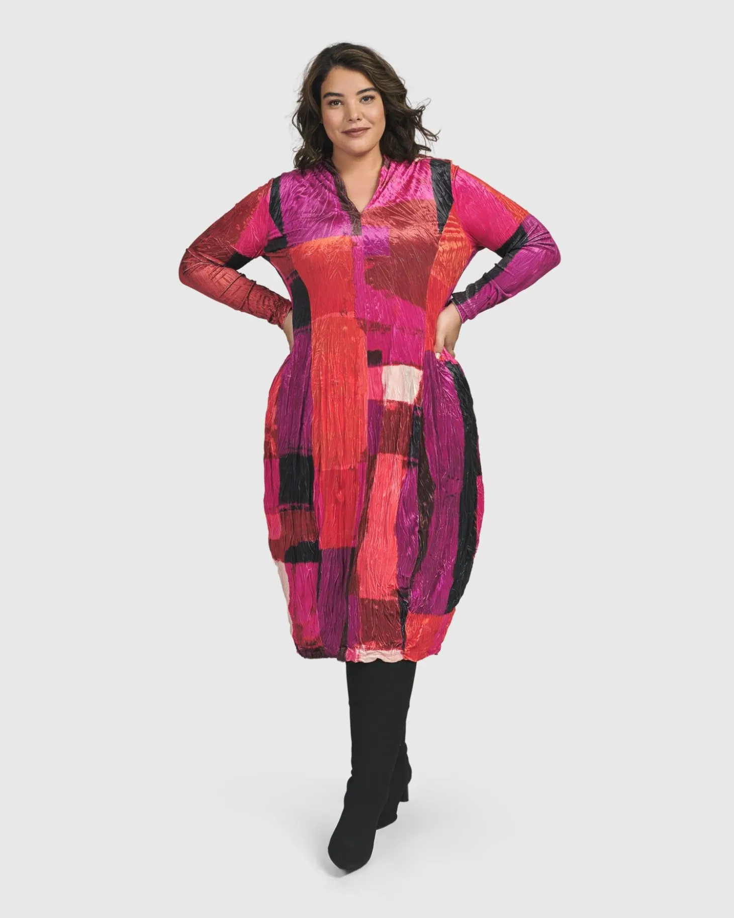 Women Alembika Sunset Strip Cocoon Dress, Magenta