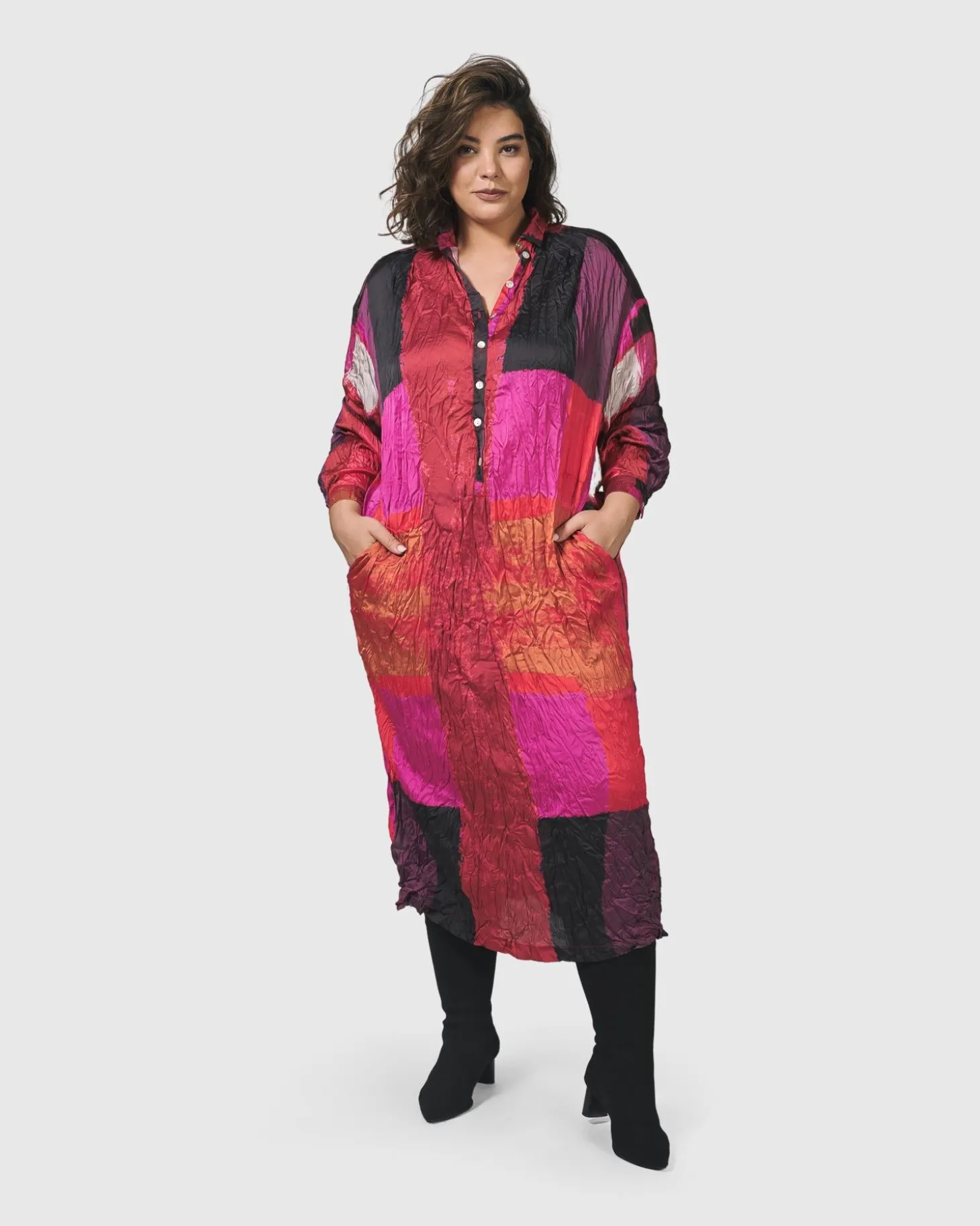 Women Alembika Sunset Strip Shirt Dress, Magenta