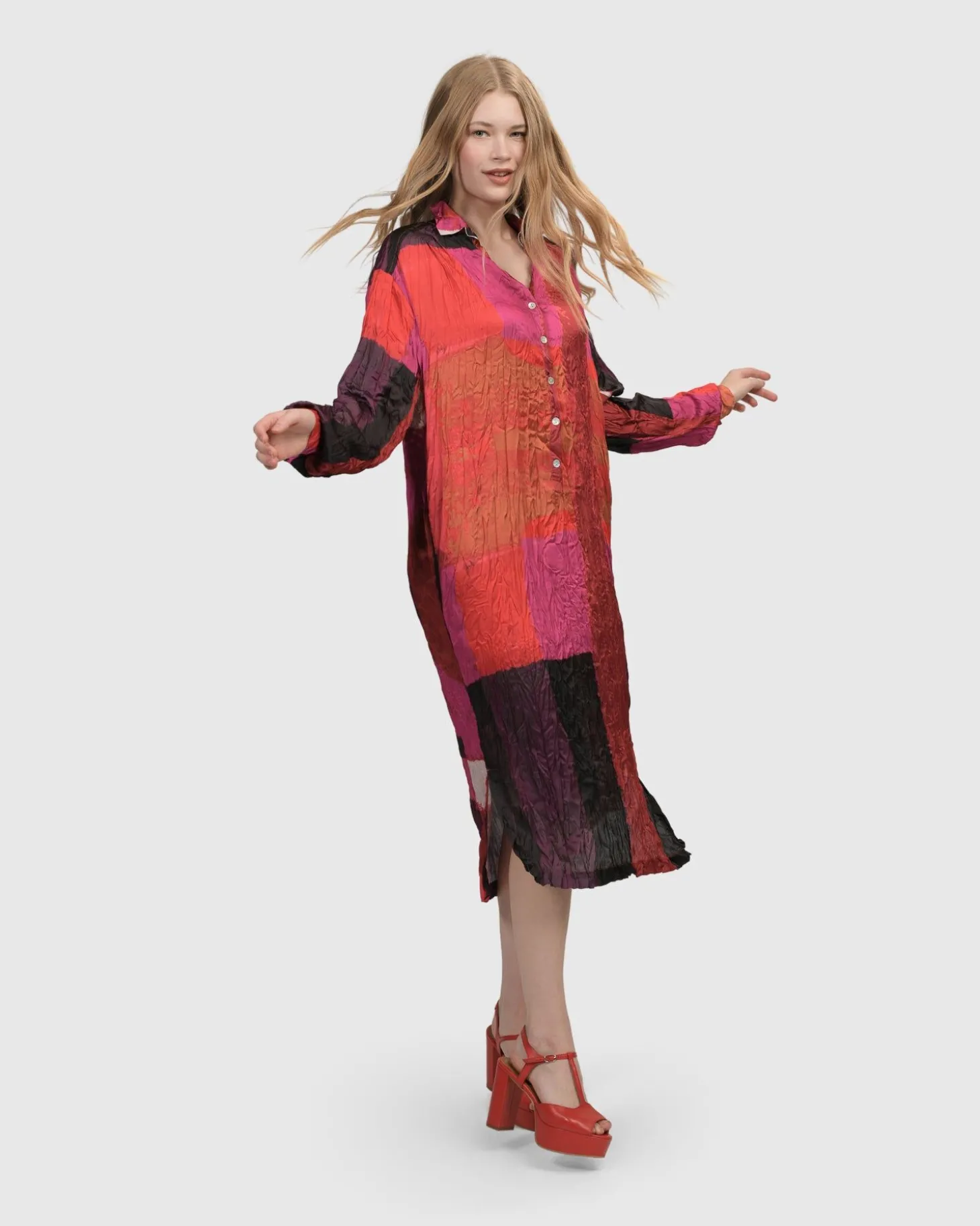 Women Alembika Sunset Strip Shirt Dress, Magenta