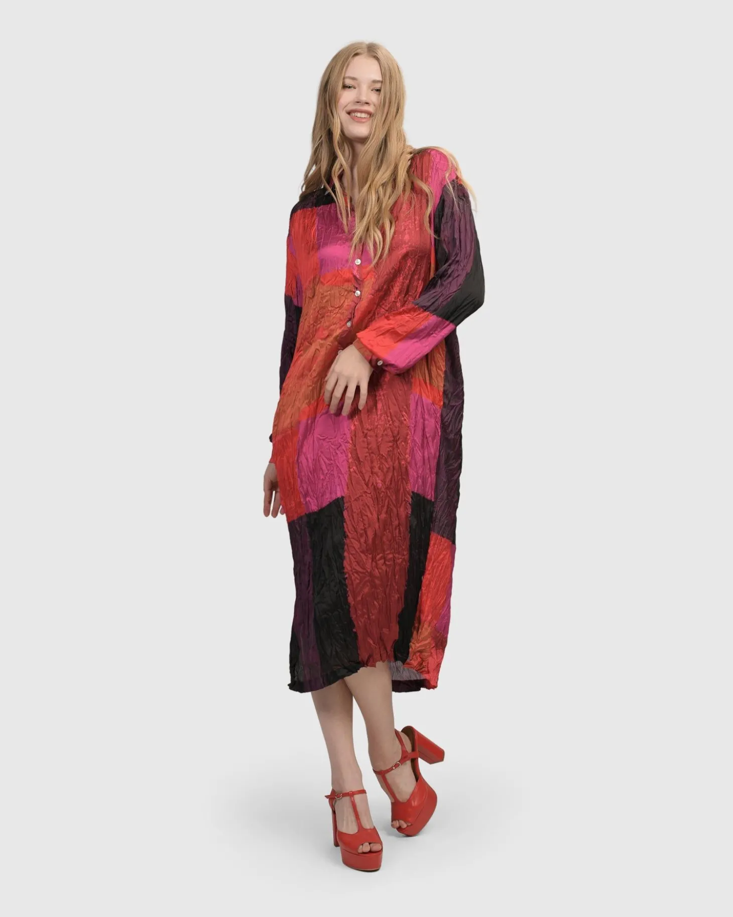 Women Alembika Sunset Strip Shirt Dress, Magenta