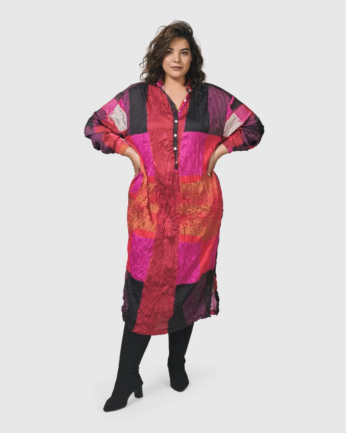 Women Alembika Sunset Strip Shirt Dress, Magenta