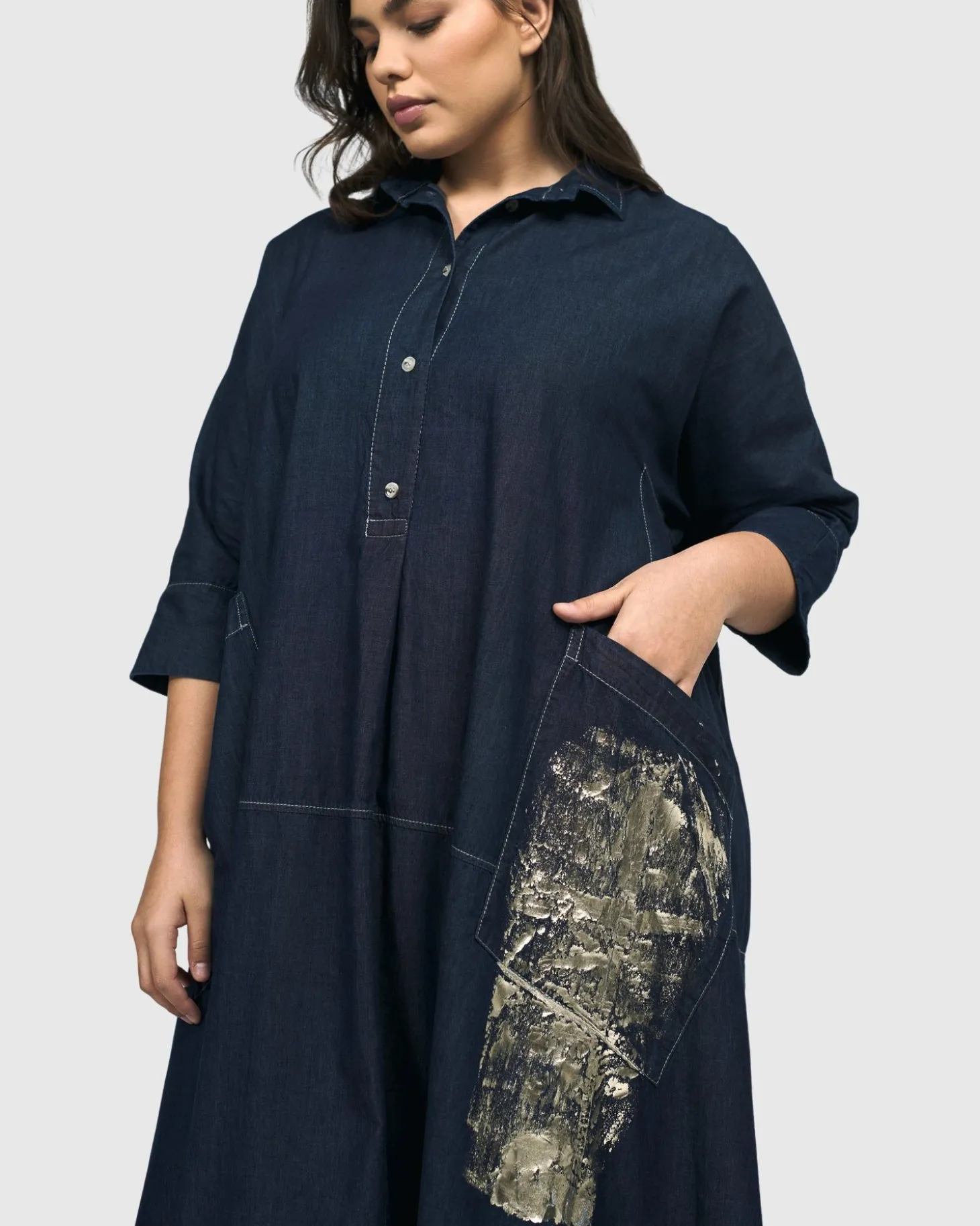 Women Alembika Tacoma Trapeze Dress, Denim
