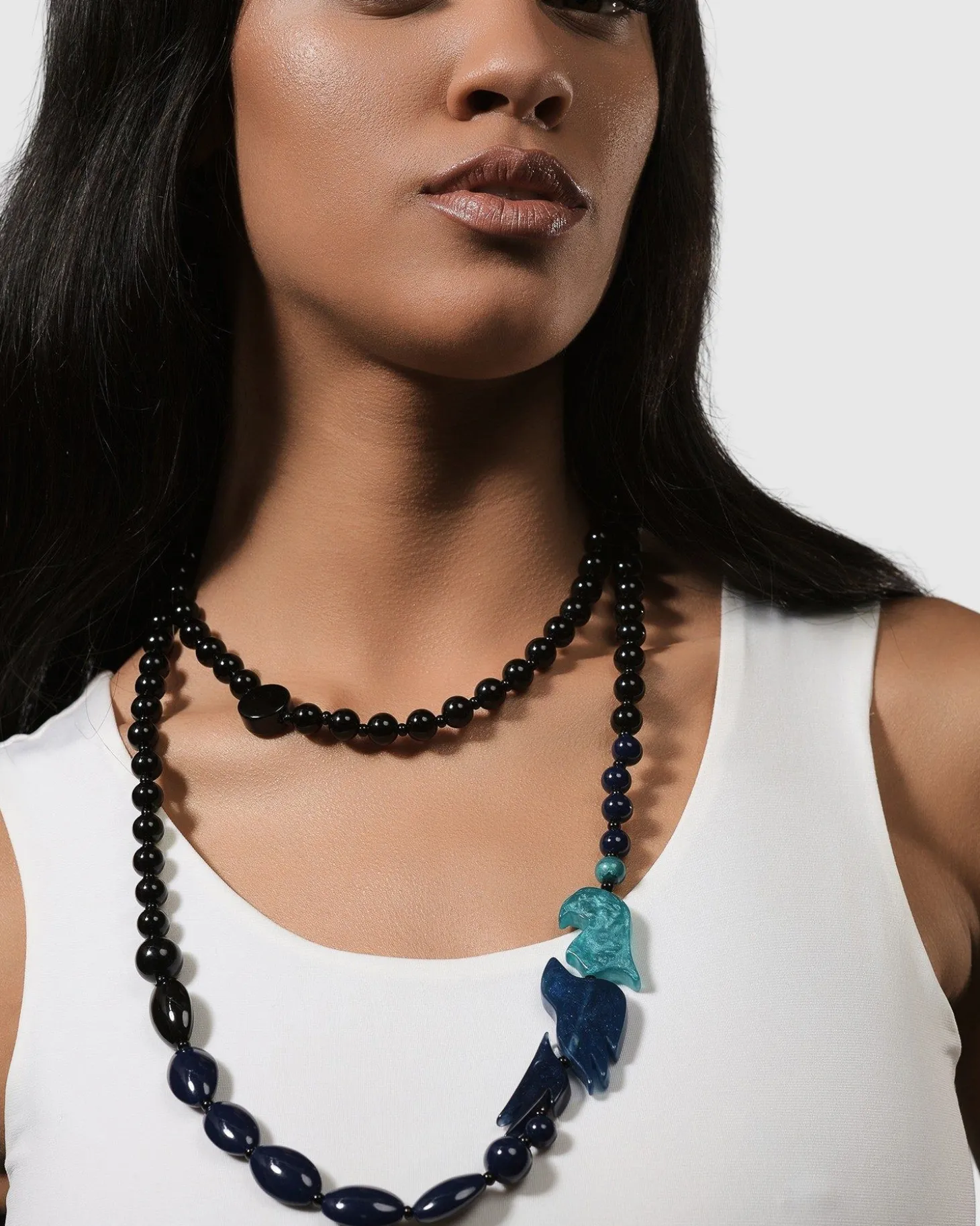 Women Alembika Tahiti Bird Bead Necklace, Blue