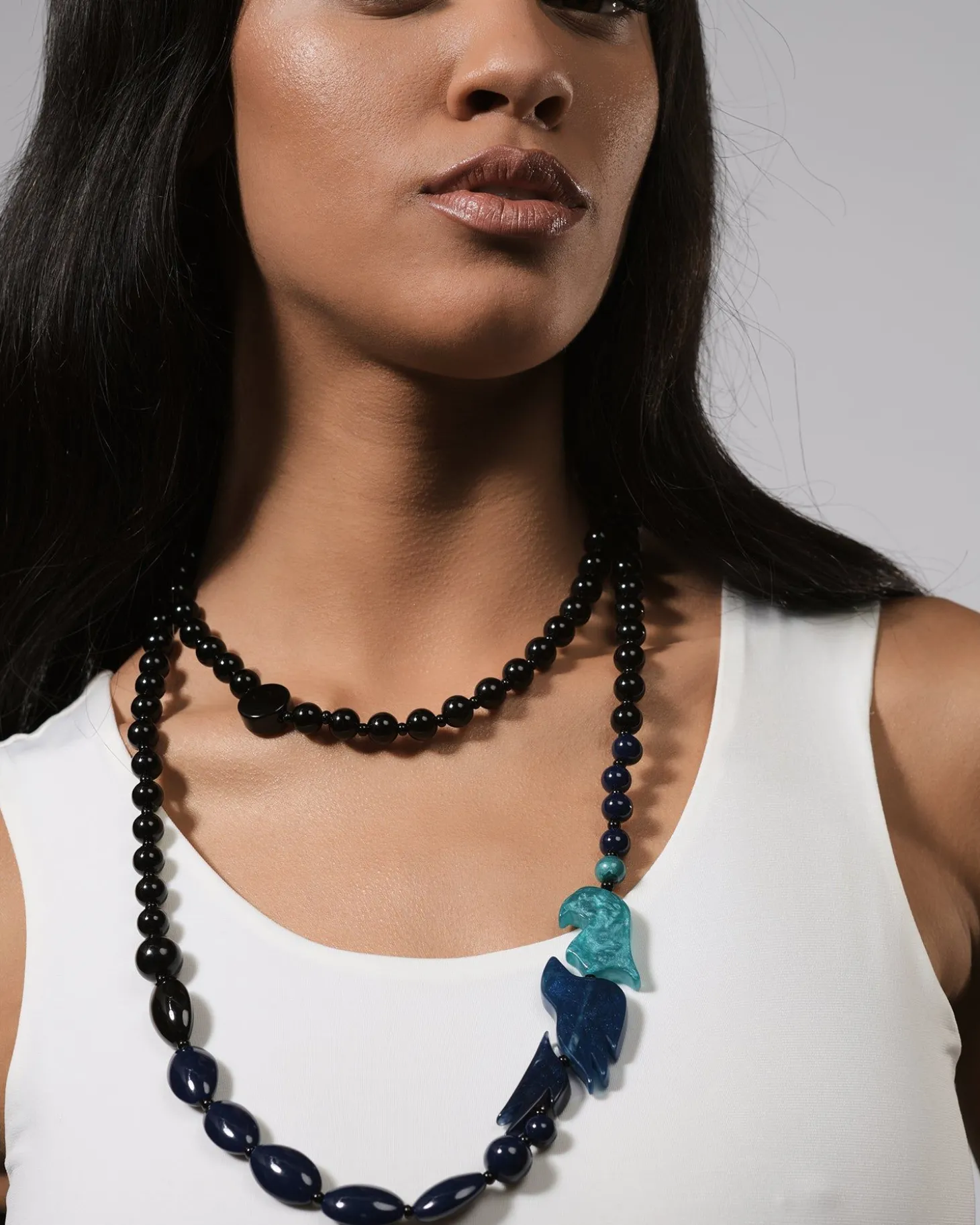 Women Alembika Tahiti Bird Bead Necklace, Blue