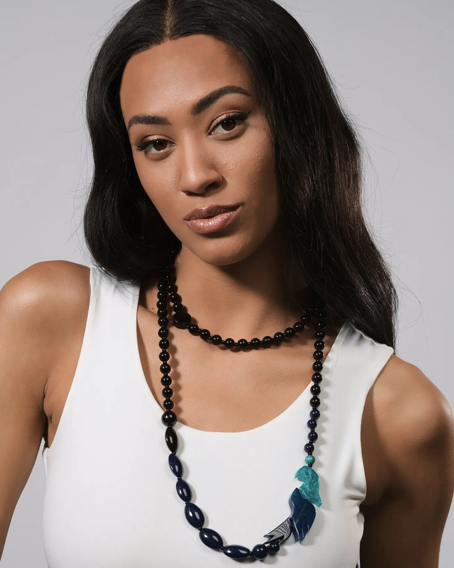 Women Alembika Tahiti Bird Bead Necklace, Blue