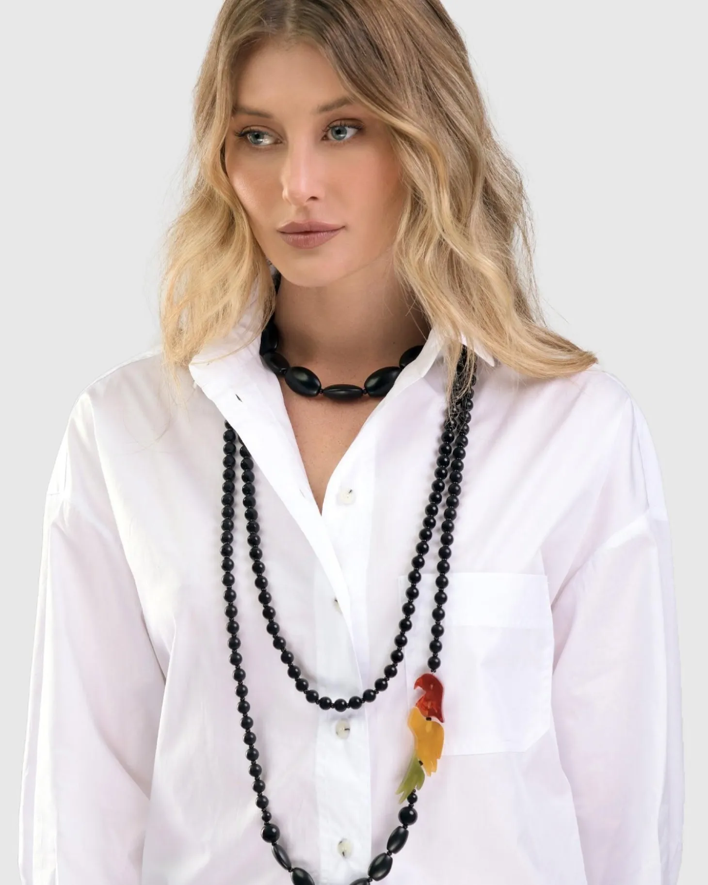 Women Alembika Tahiti Bird Bead Necklace, Multi/Black