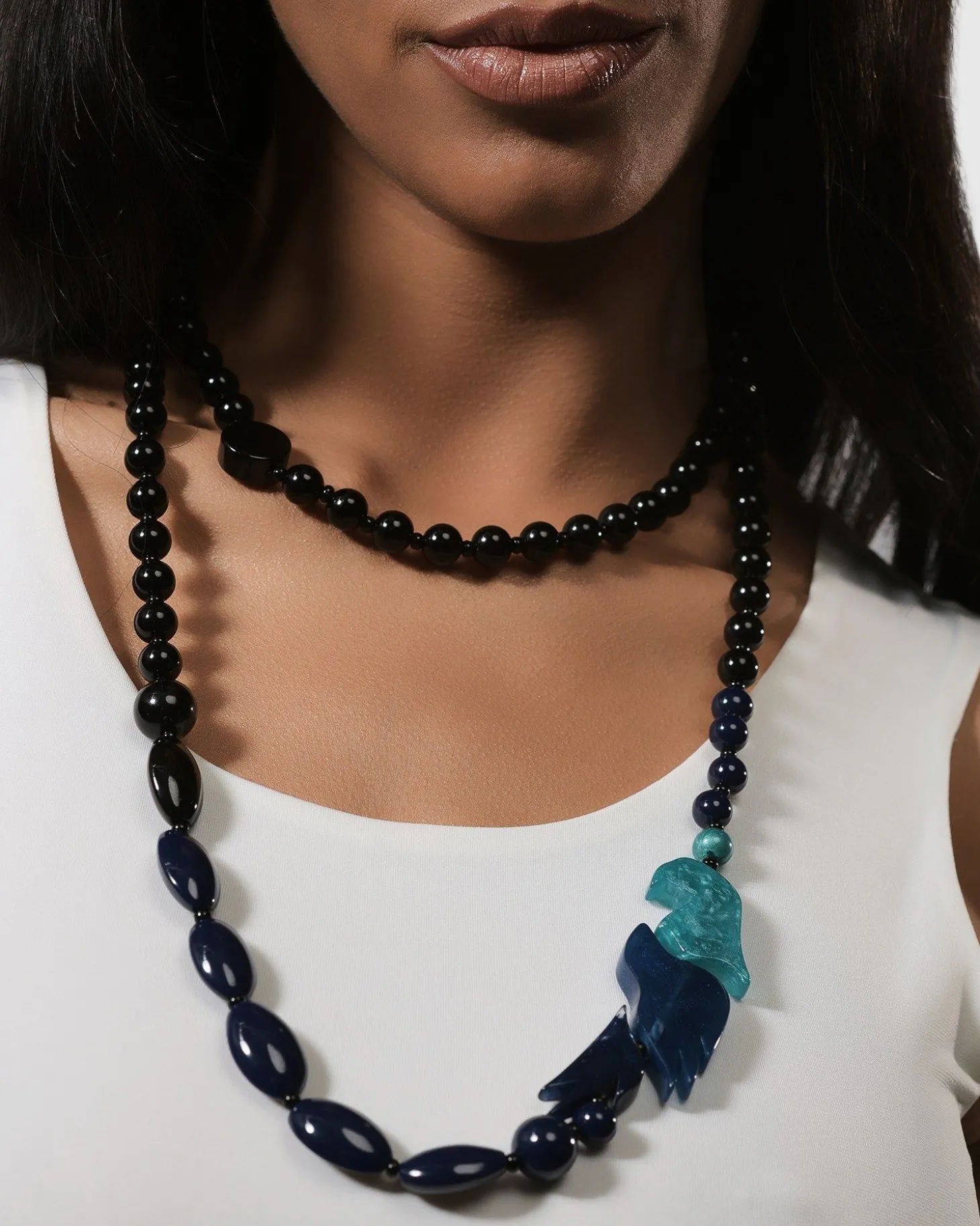 Women Alembika Tahiti Bird Bead Necklace, Blue