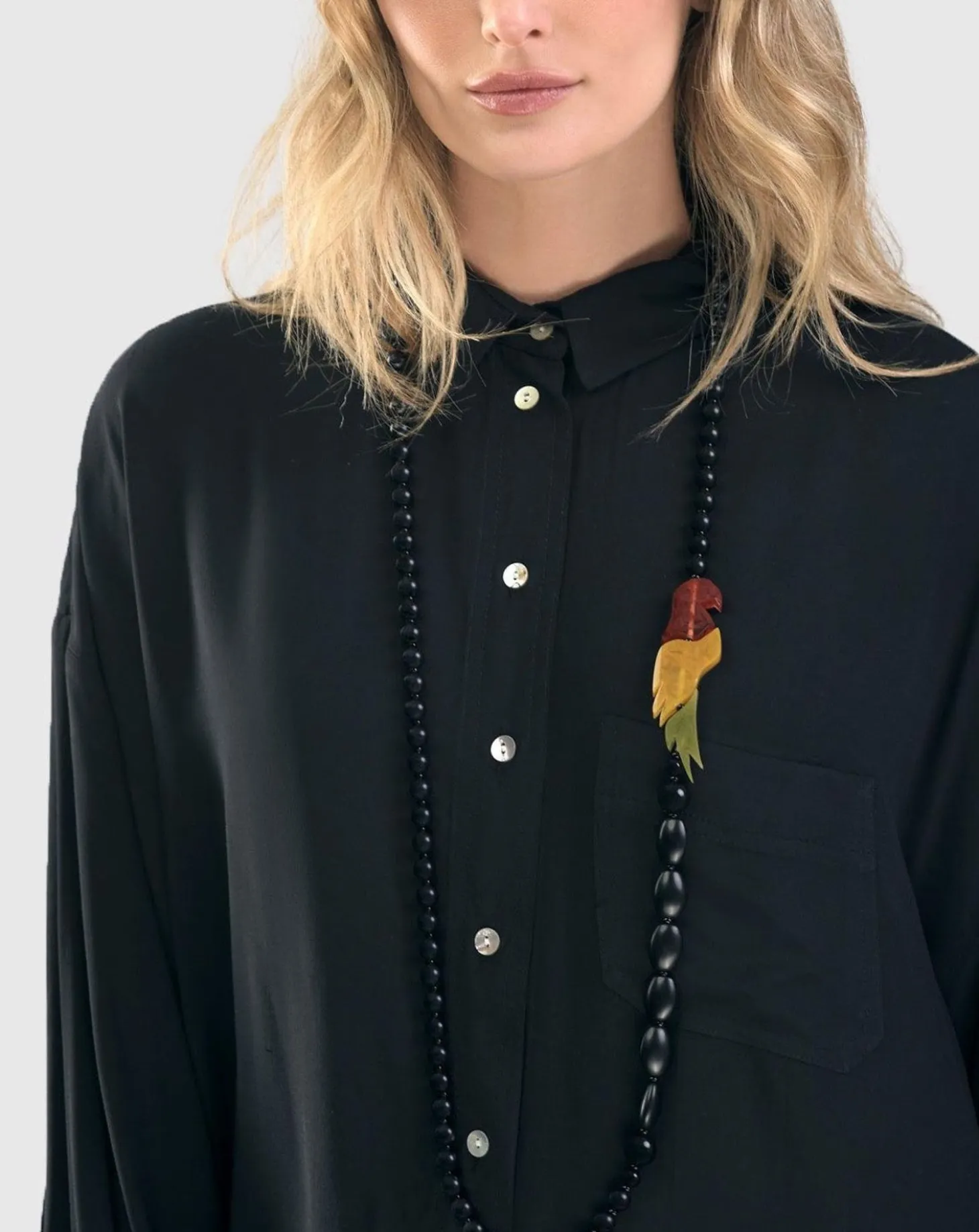 Women Alembika Tahiti Bird Bead Necklace, Multi/Black