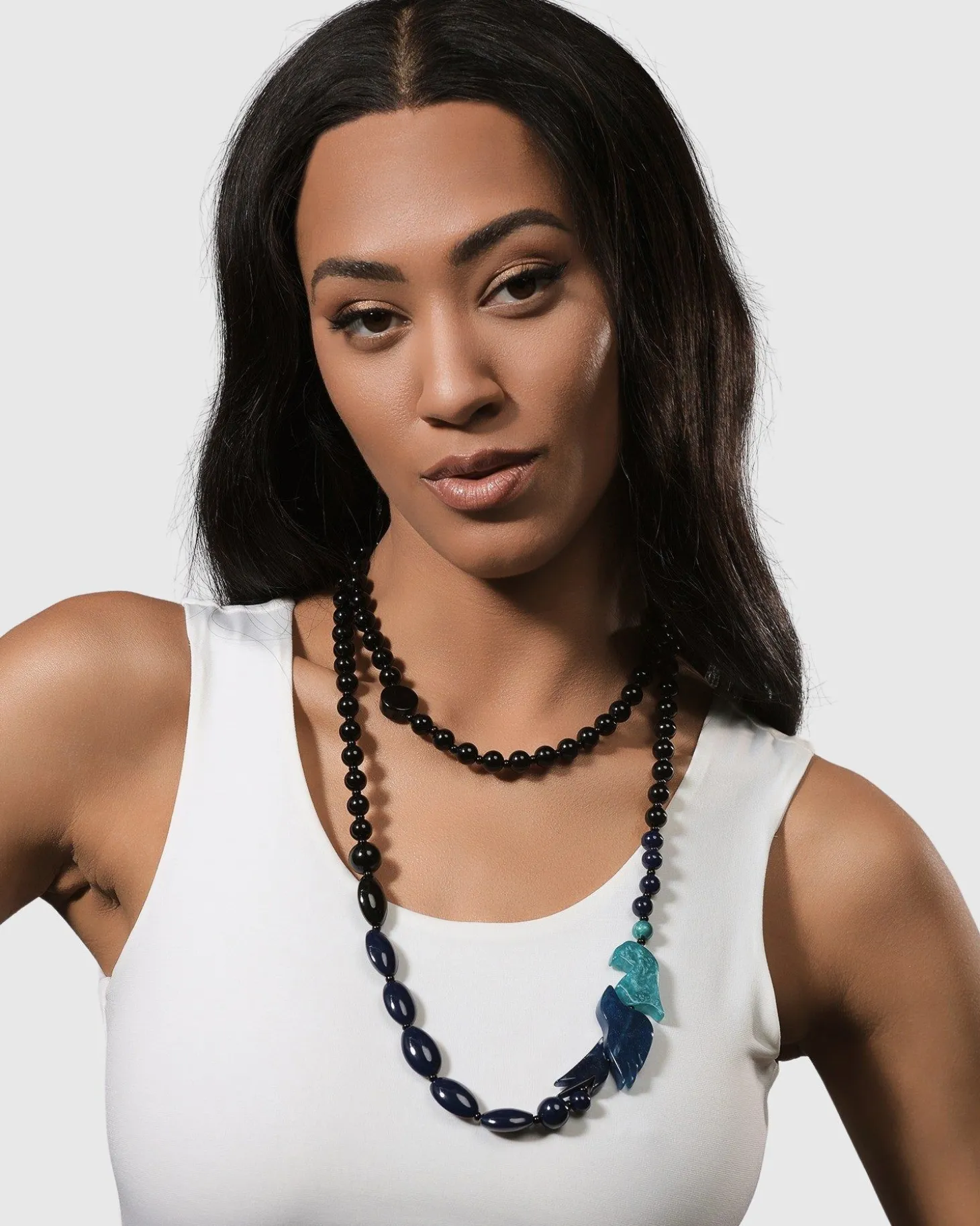 Women Alembika Tahiti Bird Bead Necklace, Blue