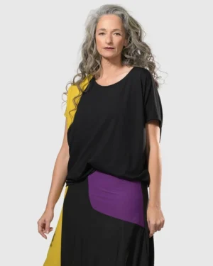 Women Alembika Tekbika Bliss Boxy Top, Multi (Yellow/Purple)