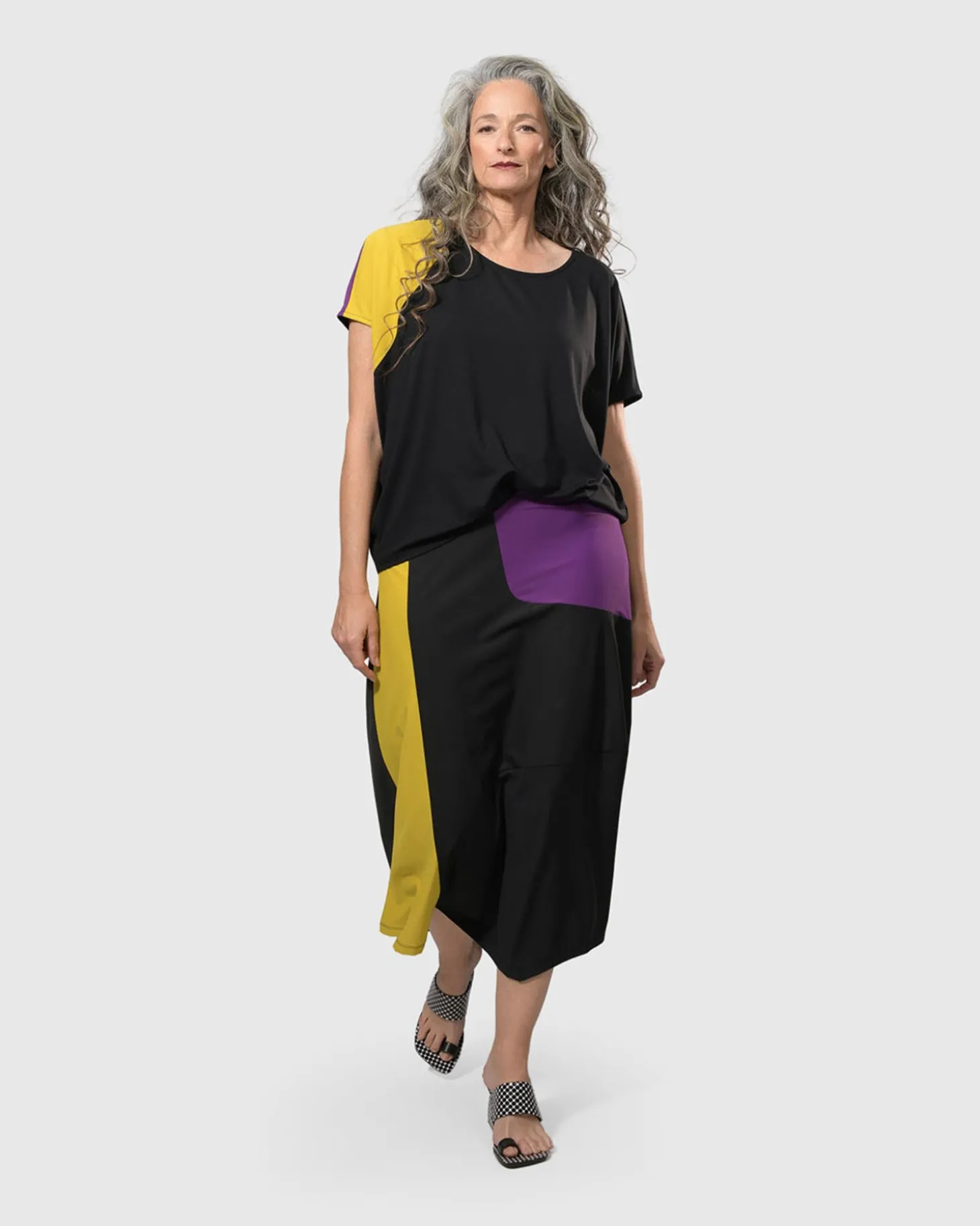 Women Alembika Tekbika Bliss Boxy Top, Multi (Yellow/Purple)