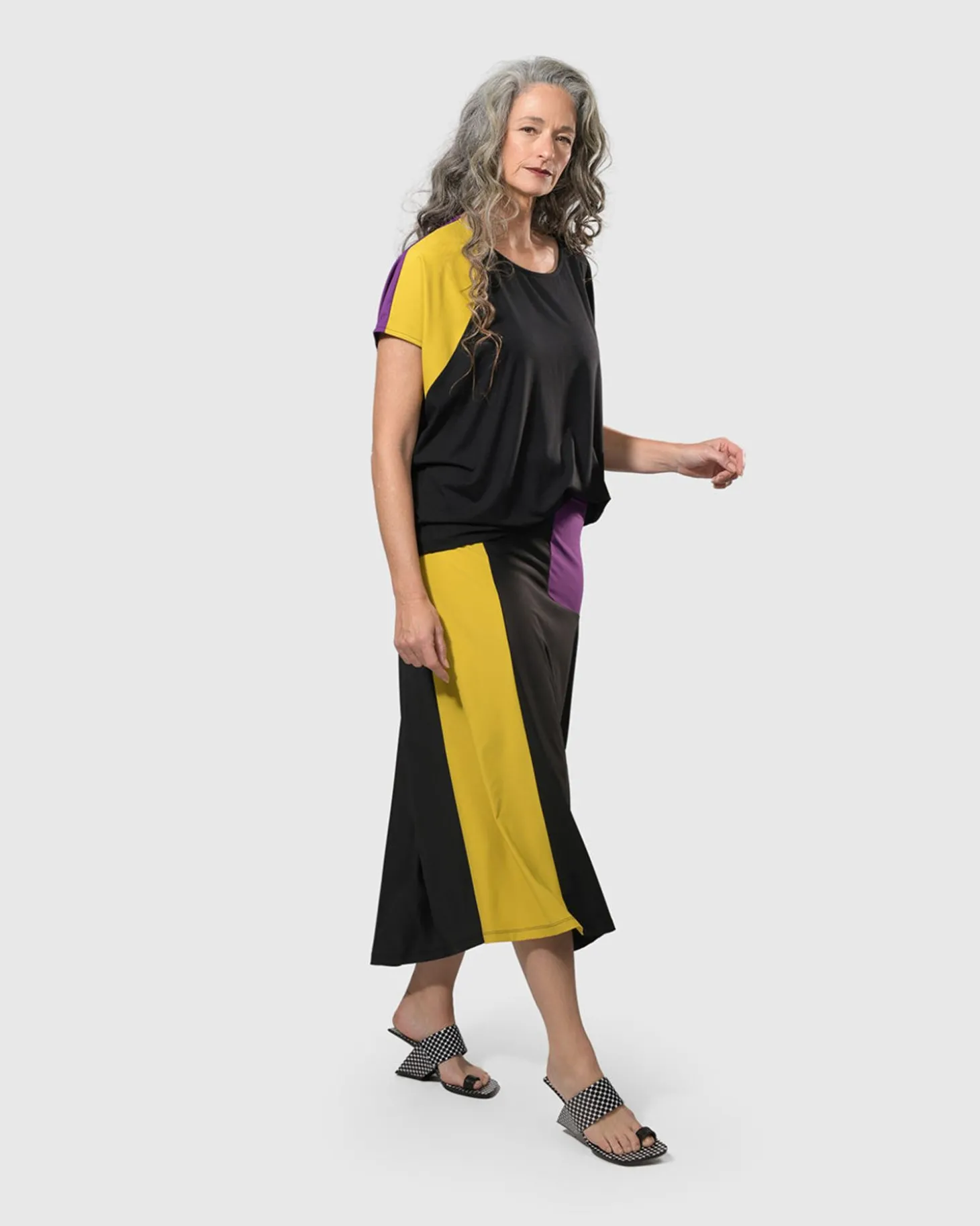 Women Alembika Tekbika Bliss Boxy Top, Multi (Yellow/Purple)