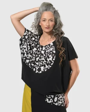 Women Alembika Tekbika Bliss Boxy Top, Yellow/Print