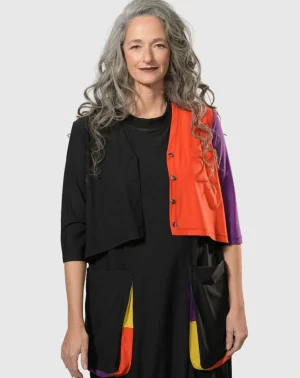 Women Alembika Tekbika Colorblock Crop Cardigan Jacket, Multi