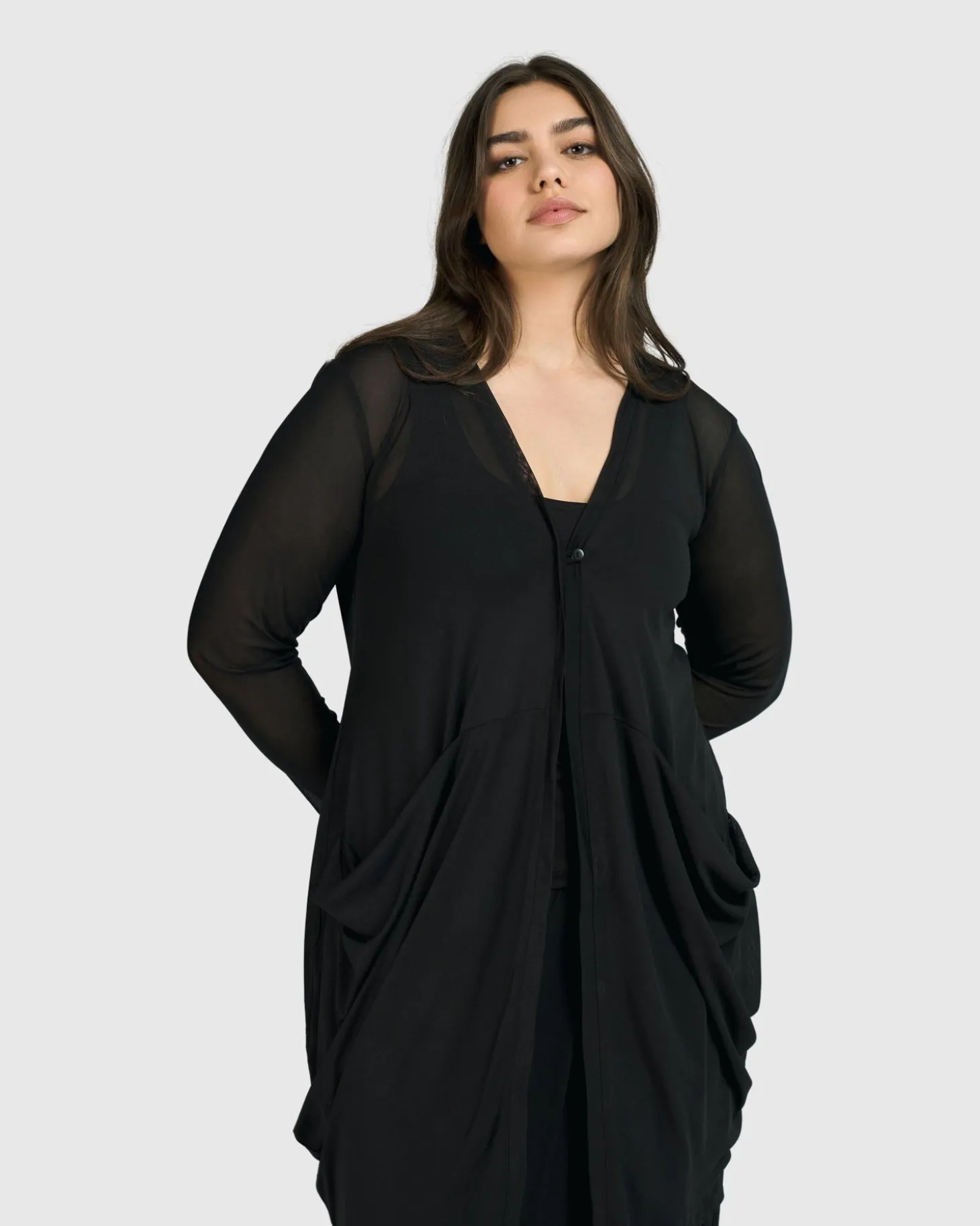 Women Alembika Tekbika Essential Draped Cocoon Jacket, Mesh