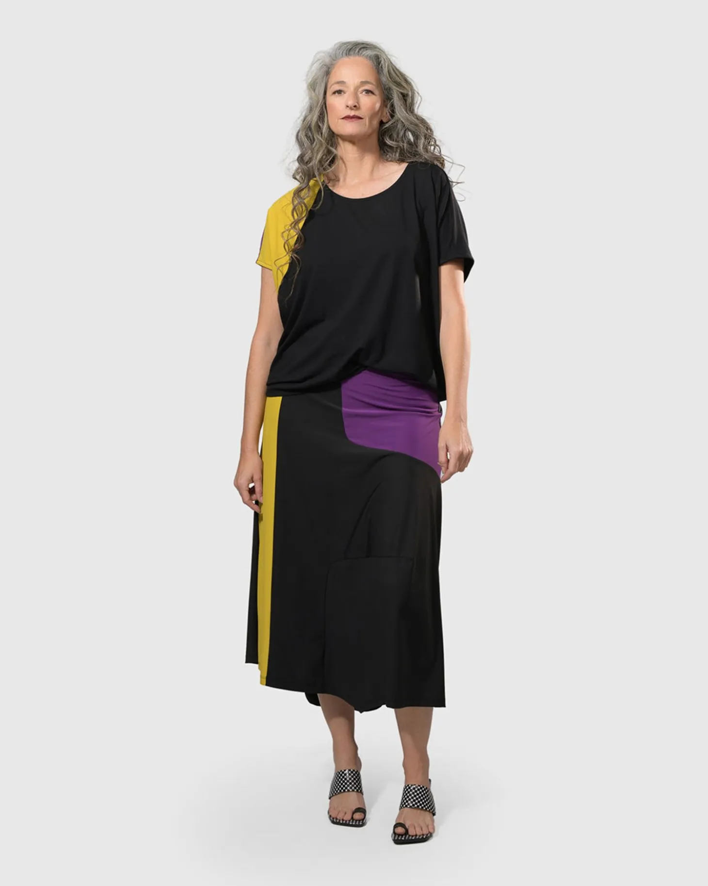 Women Alembika Tekbika Swing Maxi Skirt, Multi/Yellow
