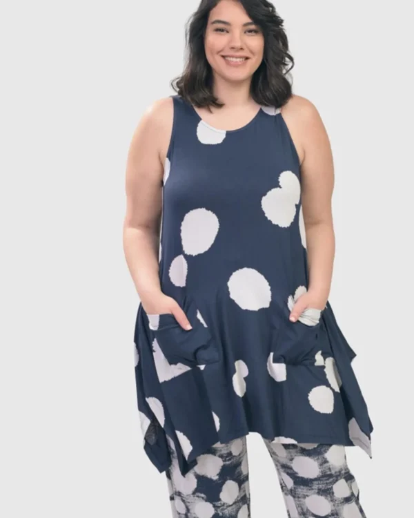 Women Alembika Trapeze Tank Tunic, Navy