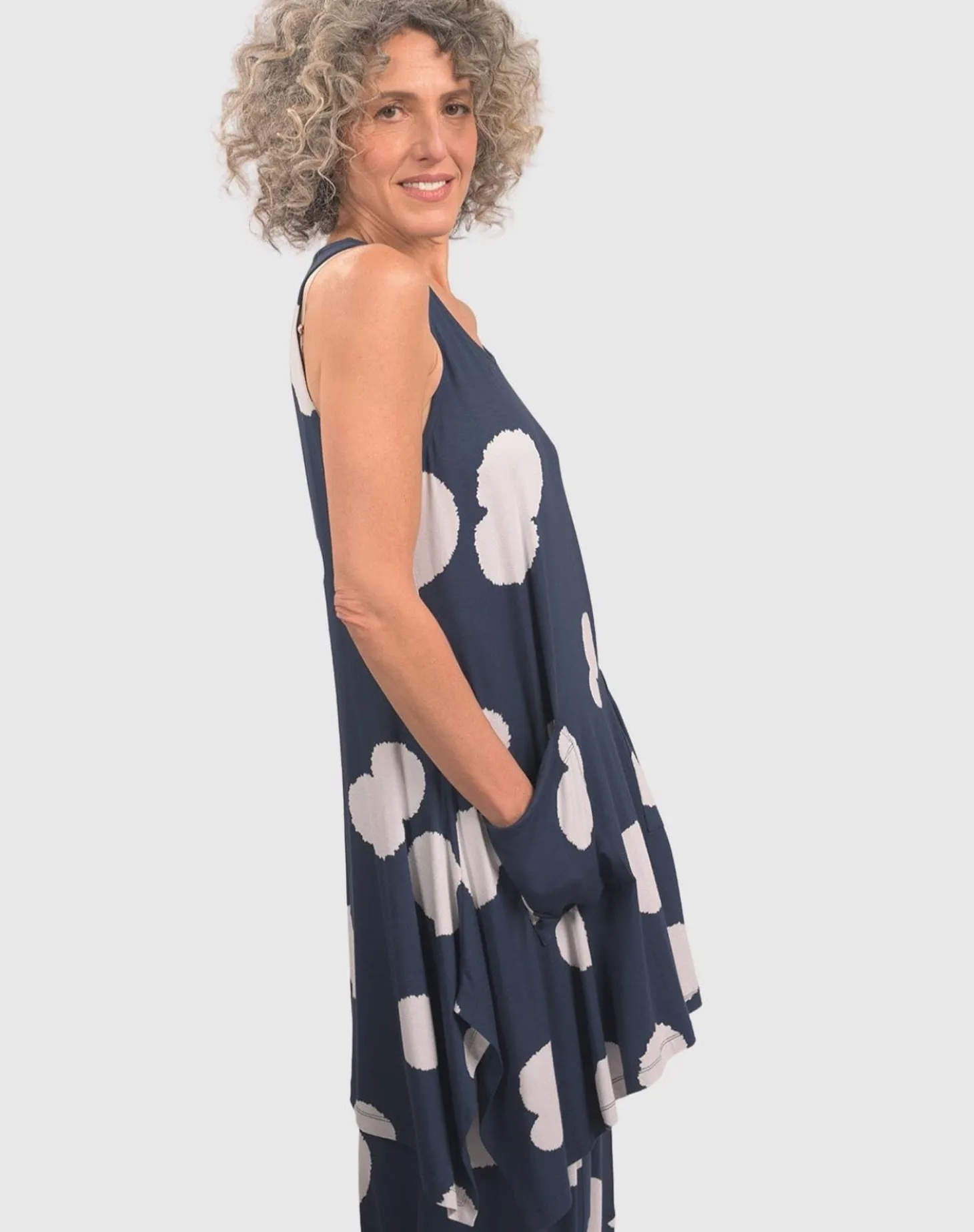 Women Alembika Trapeze Tank Tunic, Navy