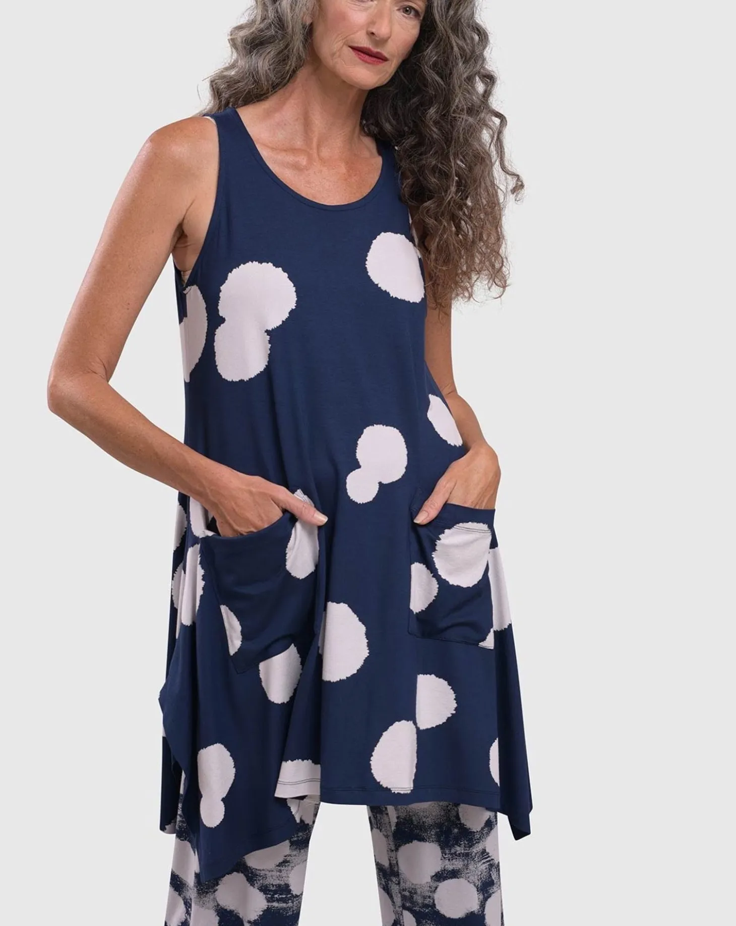 Women Alembika Trapeze Tank Tunic, Navy