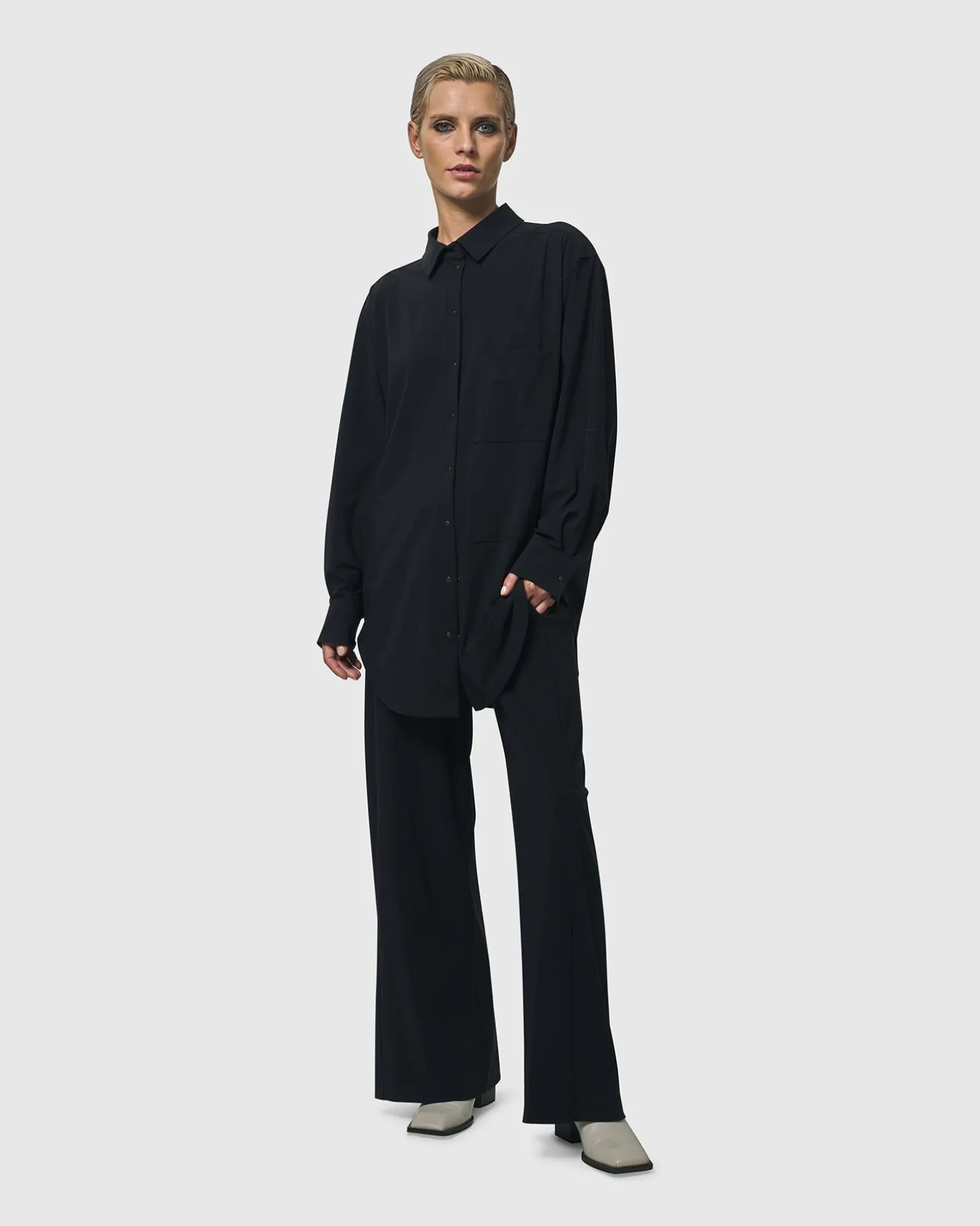 Women Alembika Trinity Button Down Shirt, Black