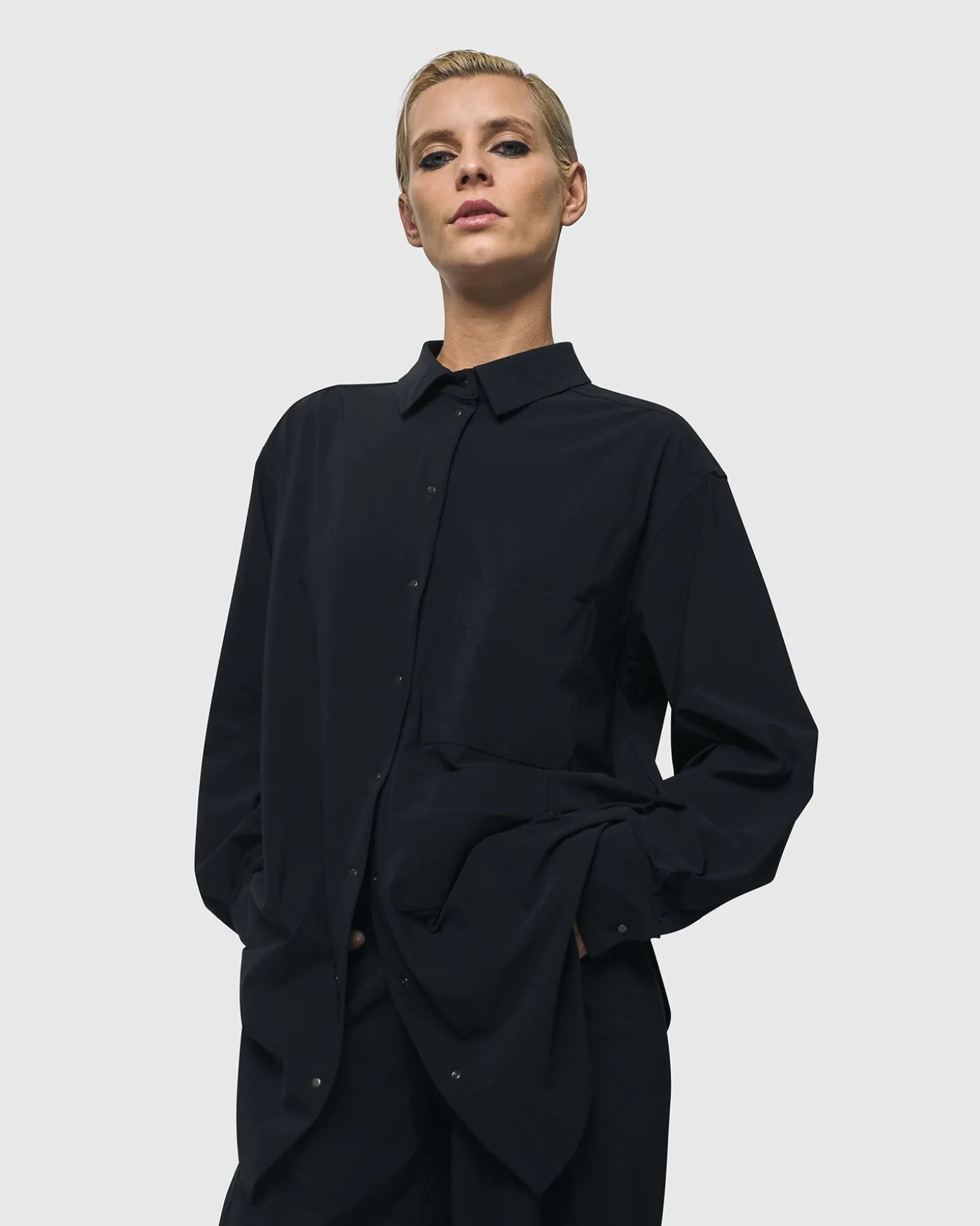 Women Alembika Trinity Button Down Shirt, Black