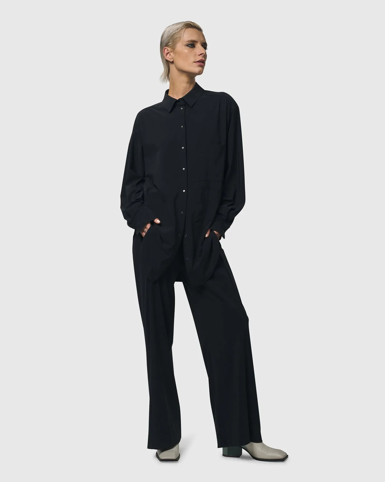 Women Alembika Trinity Button Down Shirt, Black