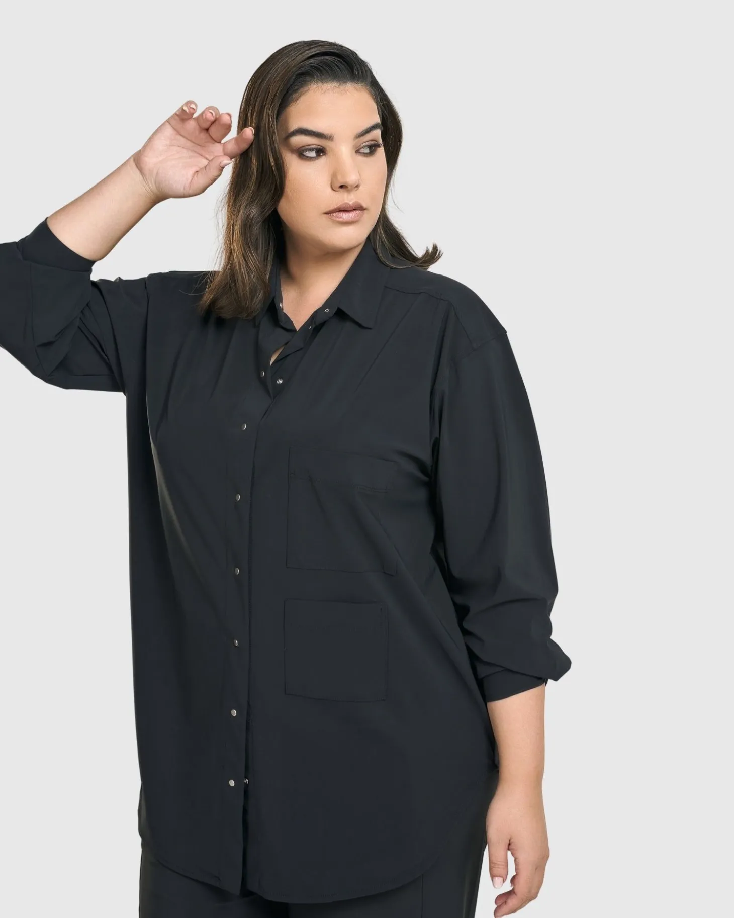 Women Alembika Trinity Button Down Shirt, Black