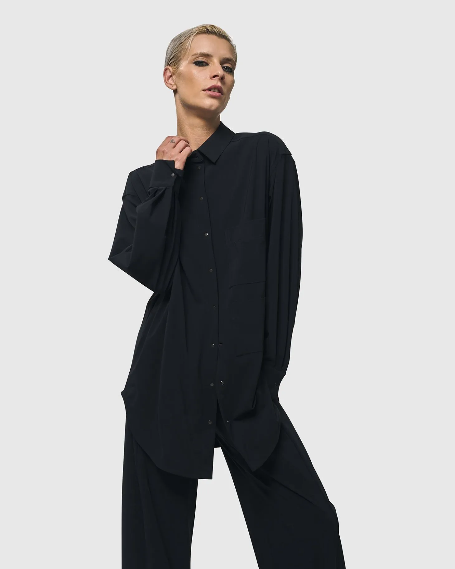 Women Alembika Trinity Button Down Shirt, Black