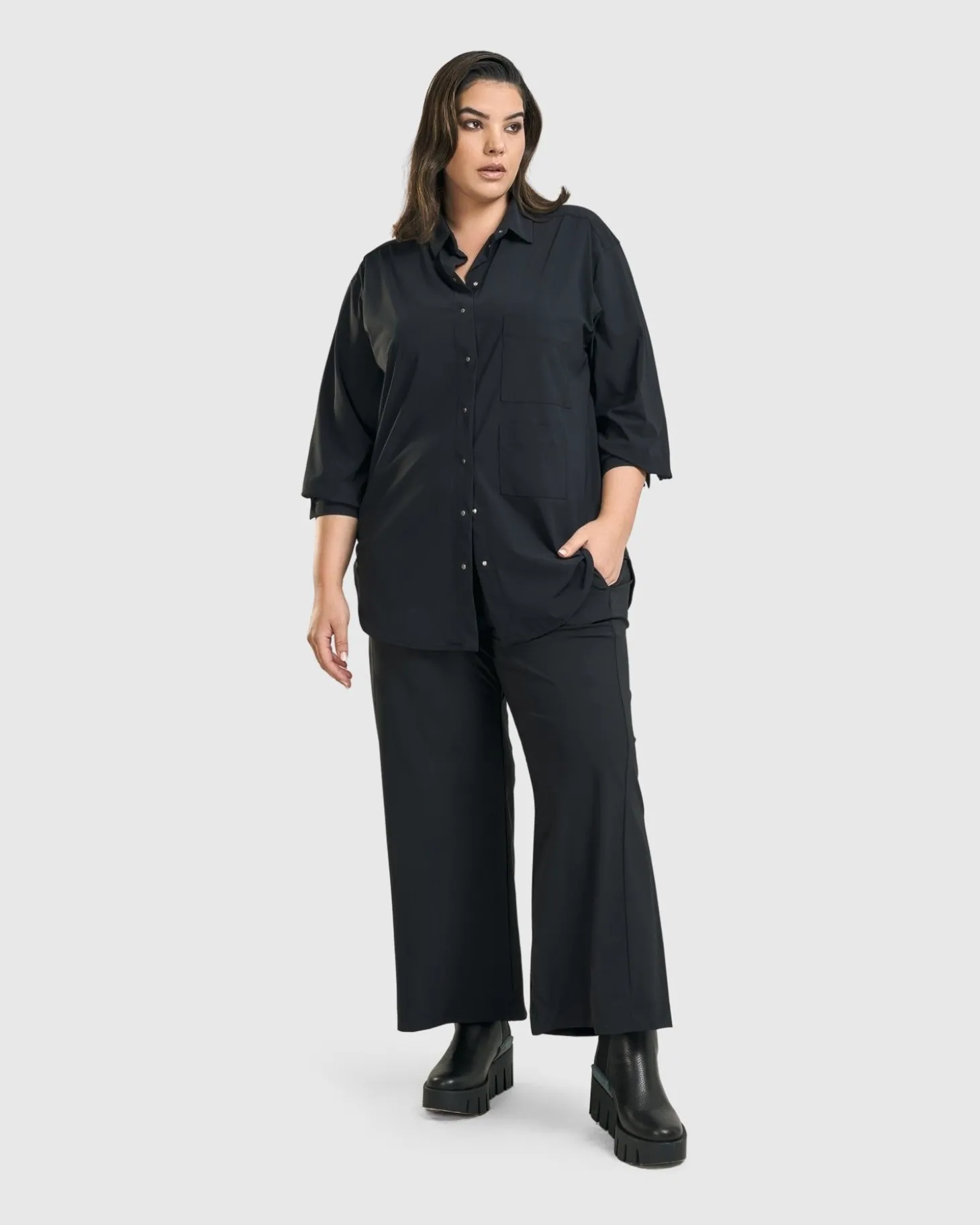 Women Alembika Trinity Button Down Shirt, Black