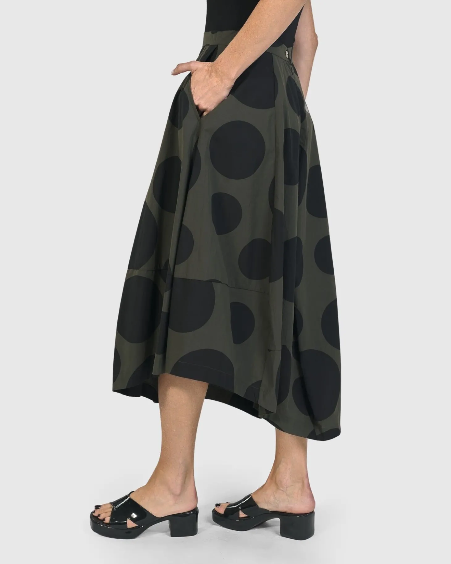 Women Alembika Urban Dots Lotus Balloon Skirt, Khaki