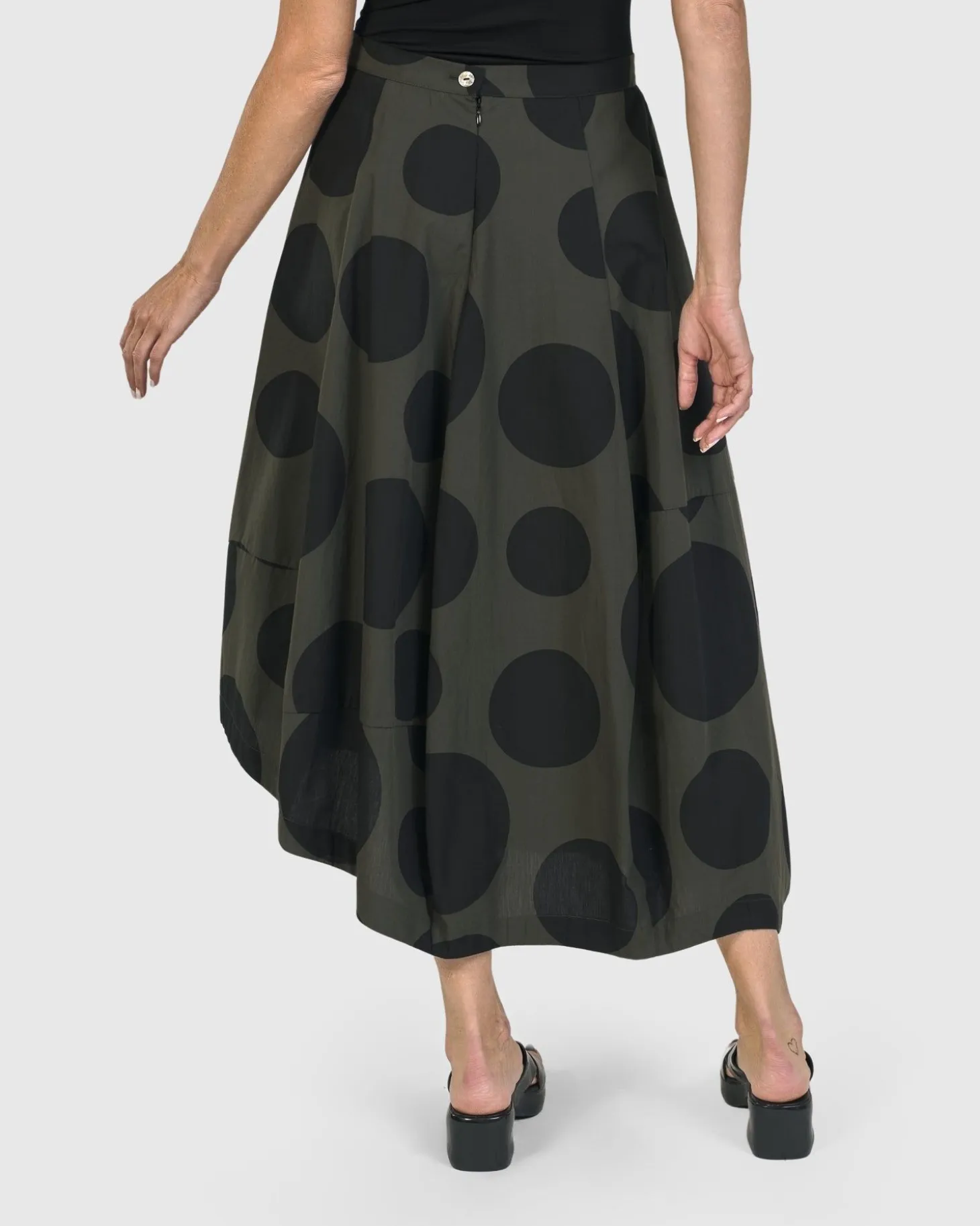 Women Alembika Urban Dots Lotus Balloon Skirt, Khaki