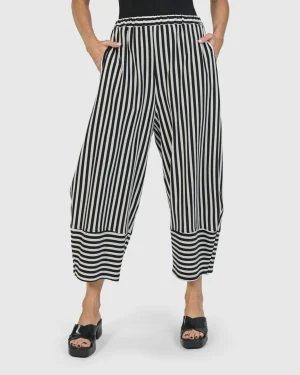 Women Alembika Urban Stripes Lantern Pants, Black