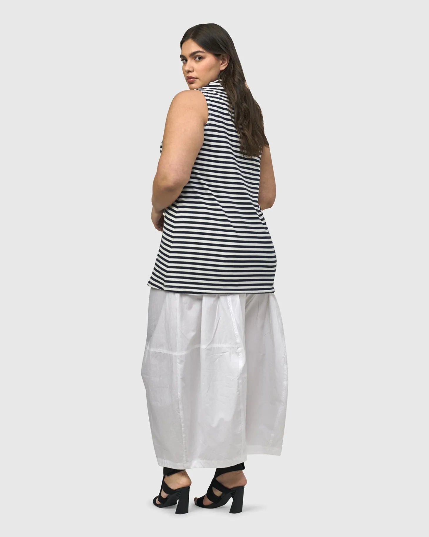 Women Alembika Urban Stripes Sleeveless Mockneck Top, Black
