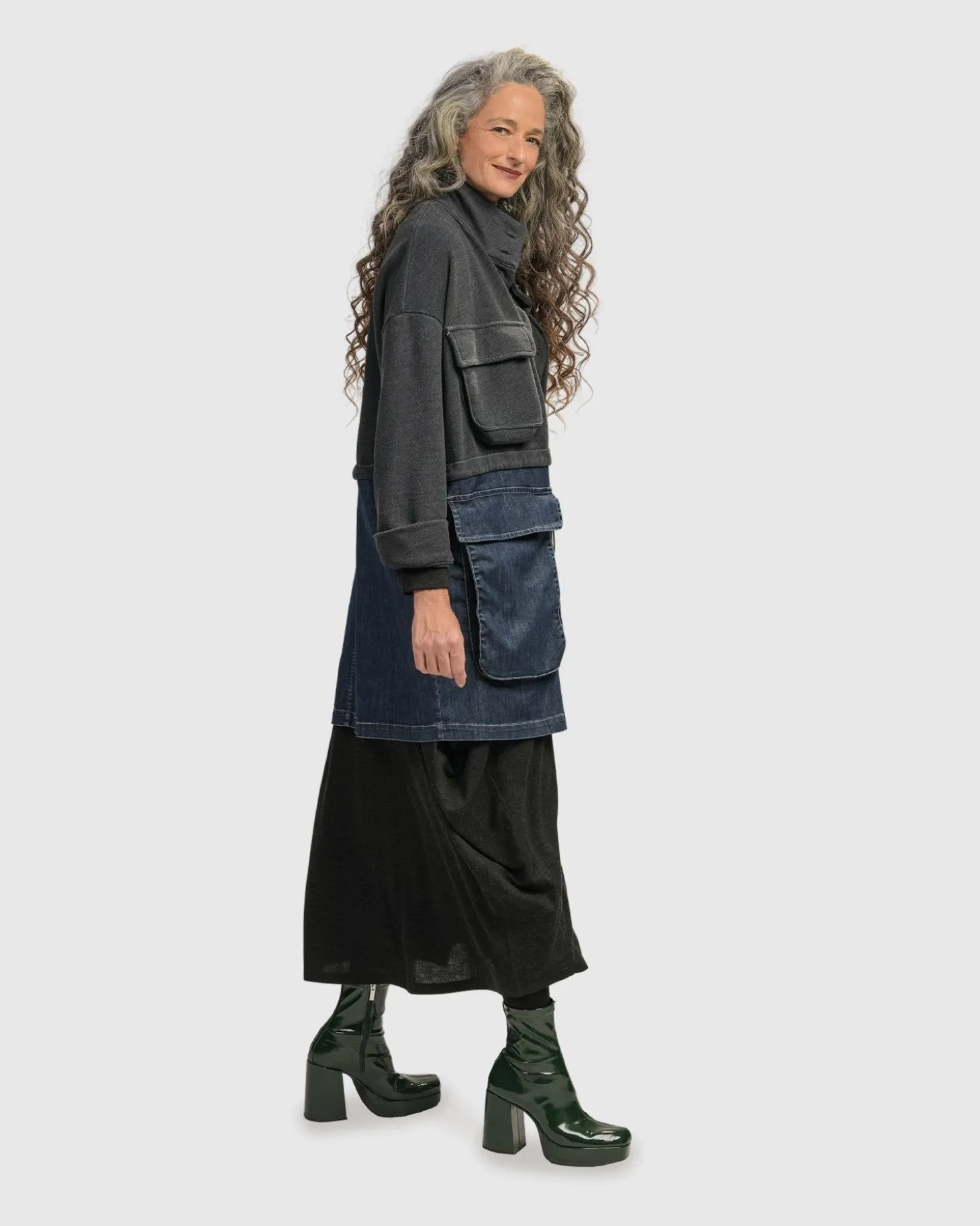 Women Alembika Urban Strut Boxy Coat, Denim