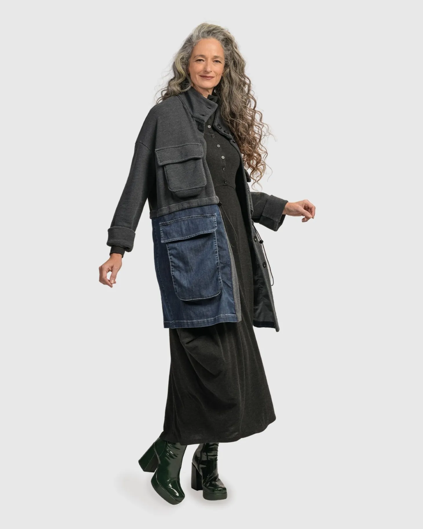 Women Alembika Urban Strut Boxy Coat, Denim