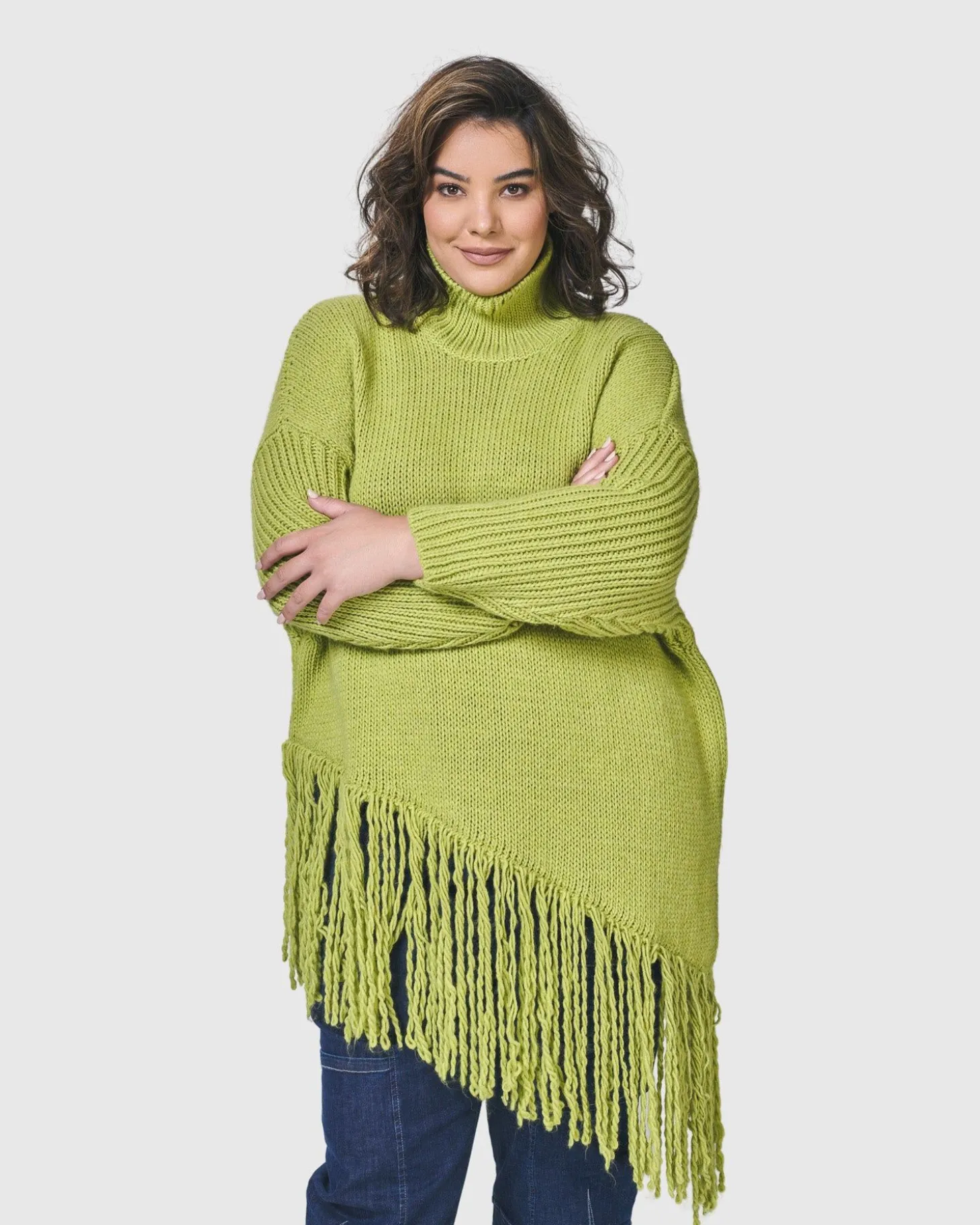 Women Alembika Urban Turtleneck Tunic Top, Lime