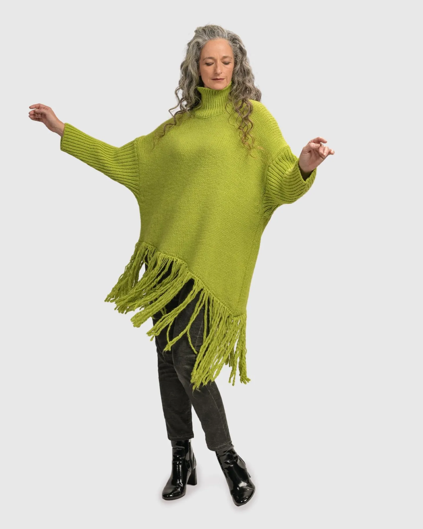 Women Alembika Urban Turtleneck Tunic Top, Lime