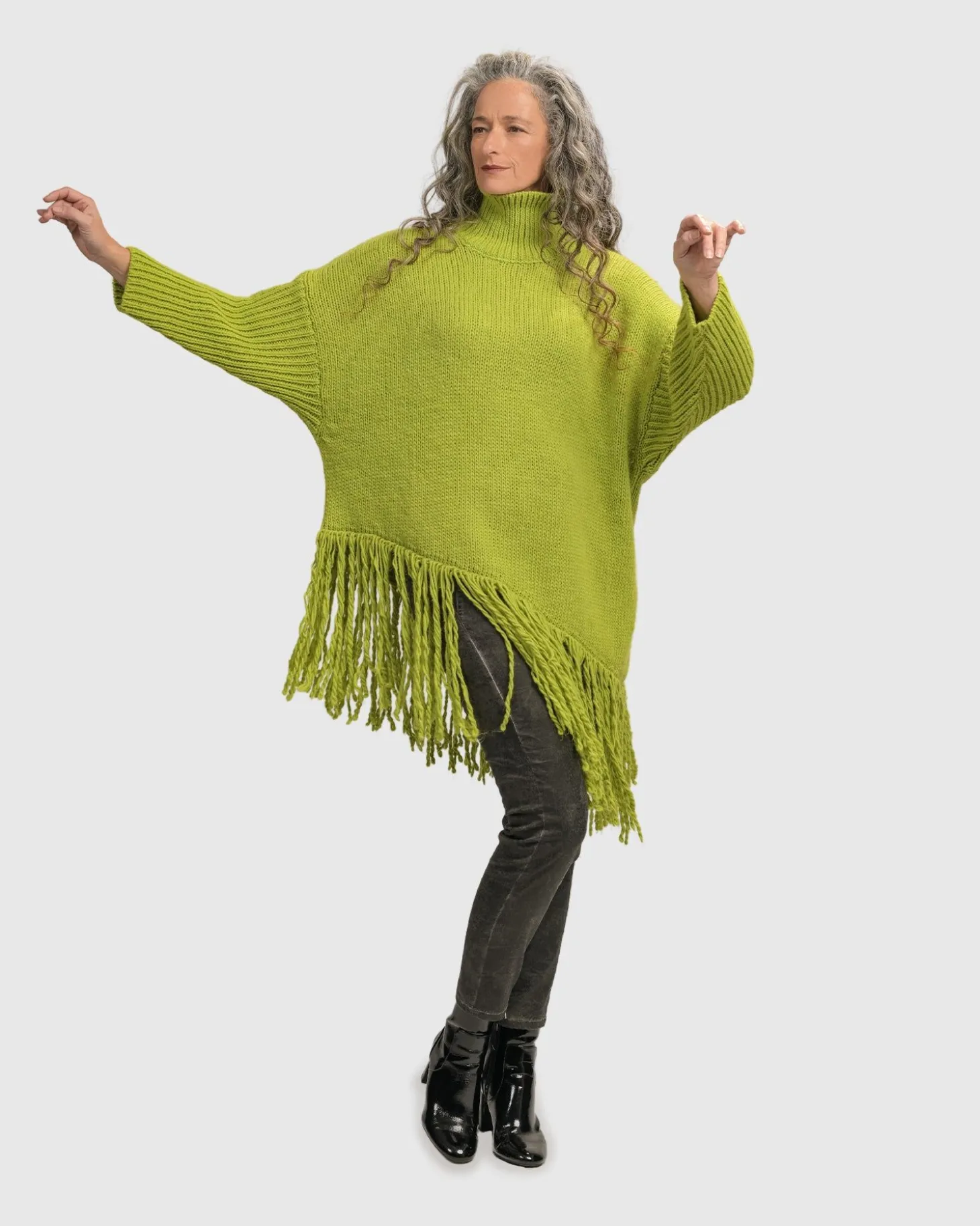 Women Alembika Urban Turtleneck Tunic Top, Lime