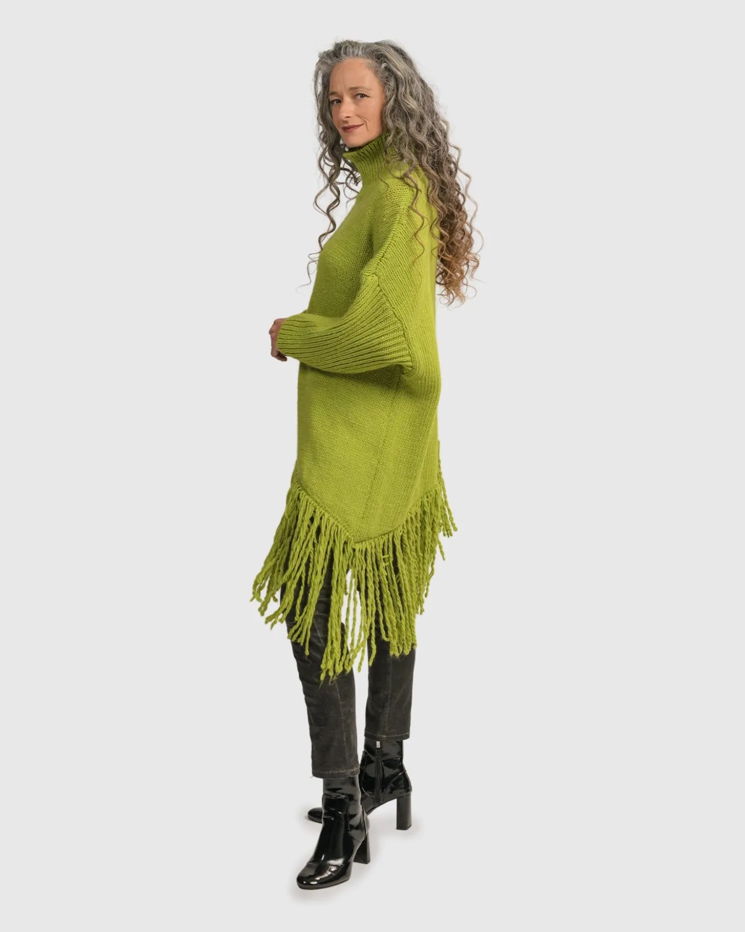 Women Alembika Urban Turtleneck Tunic Top, Lime