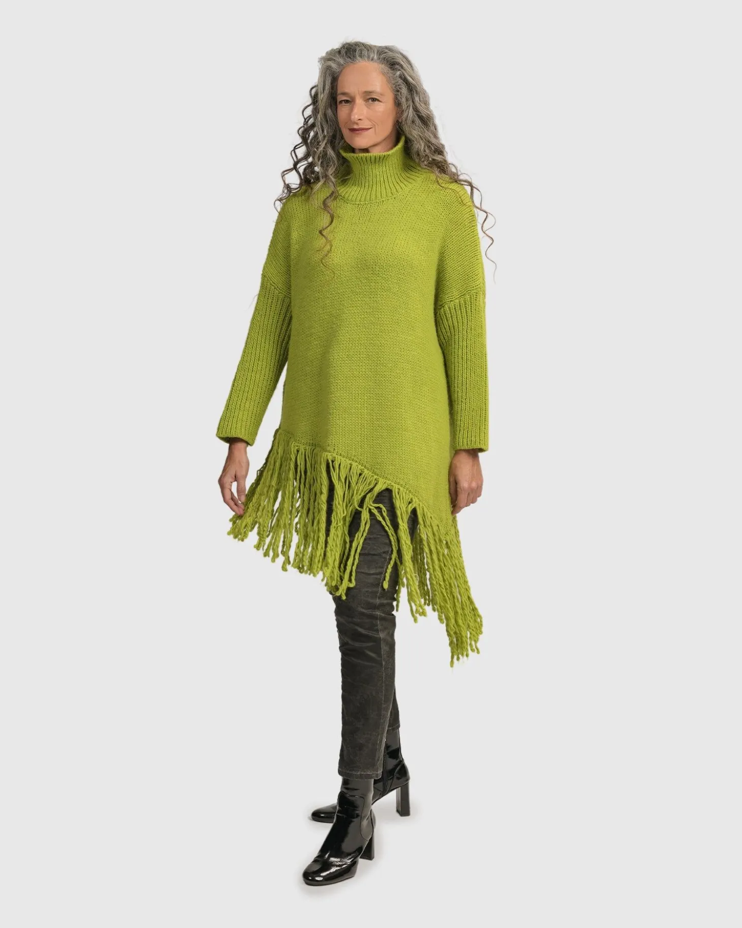 Women Alembika Urban Turtleneck Tunic Top, Lime