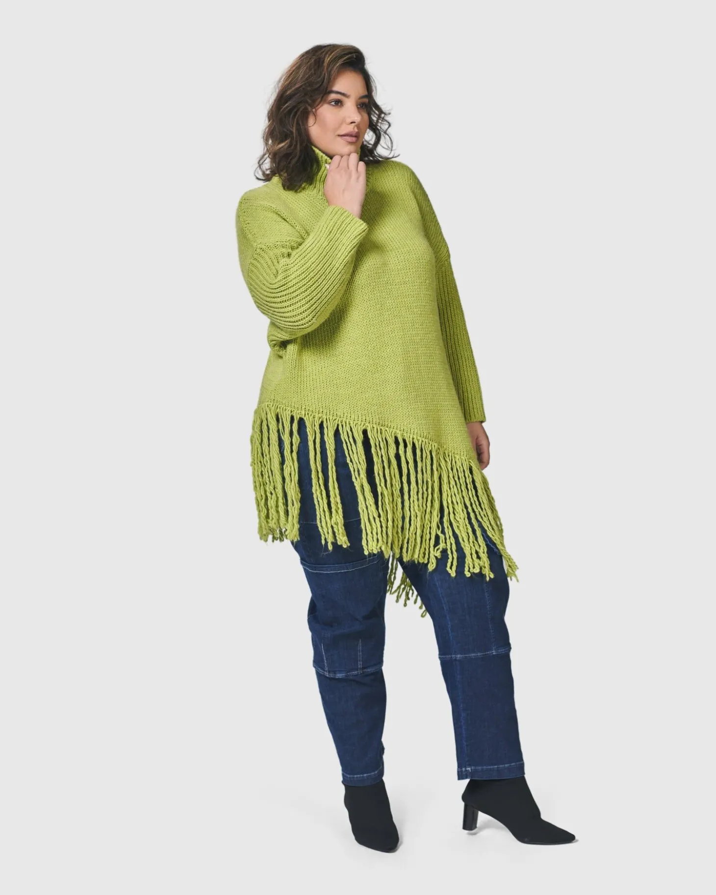 Women Alembika Urban Turtleneck Tunic Top, Lime