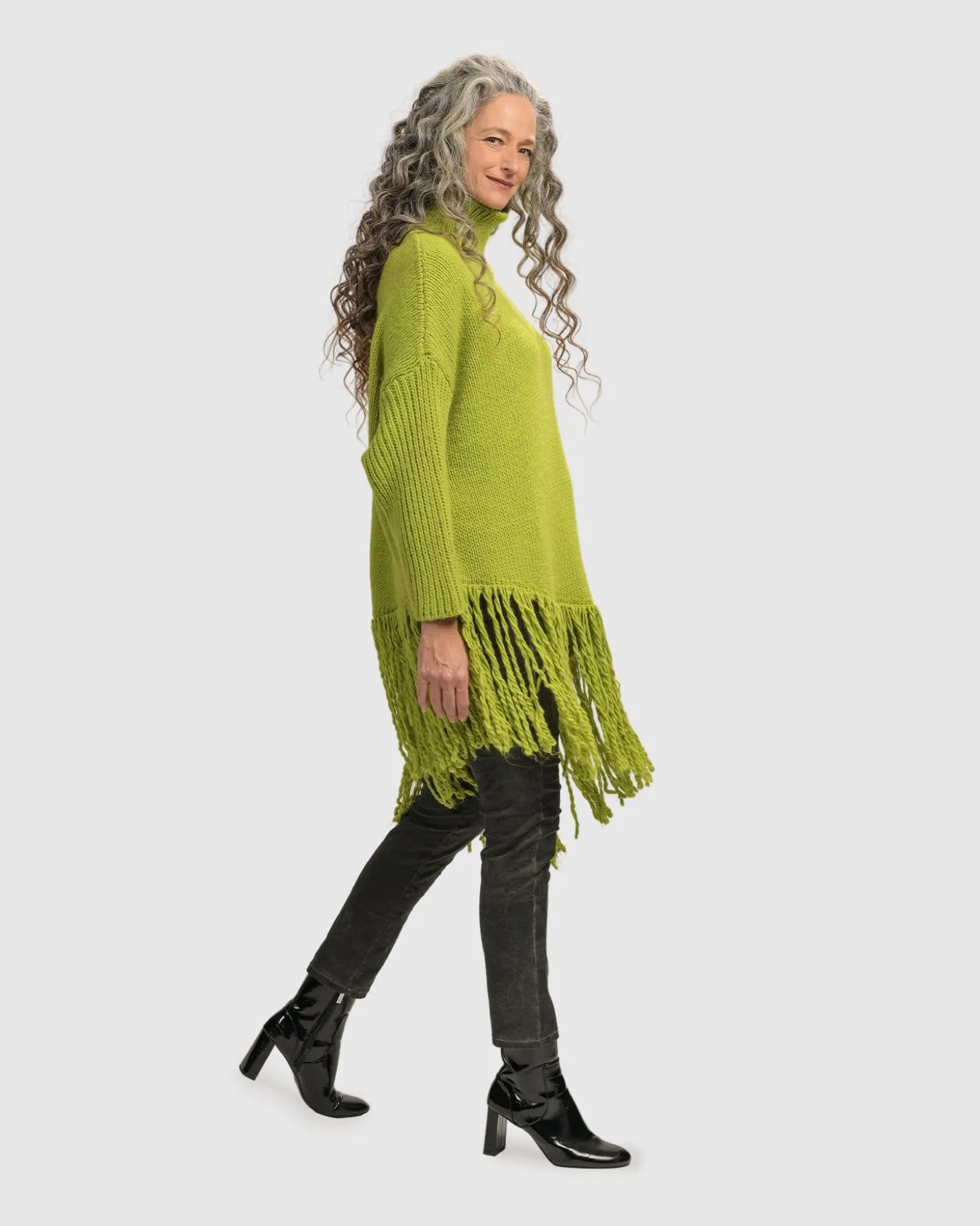 Women Alembika Urban Turtleneck Tunic Top, Lime