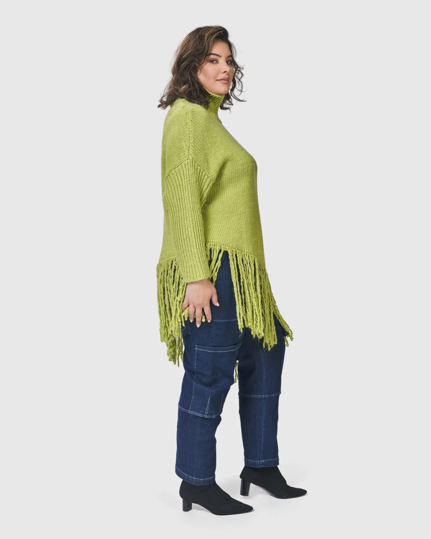 Women Alembika Urban Turtleneck Tunic Top, Lime