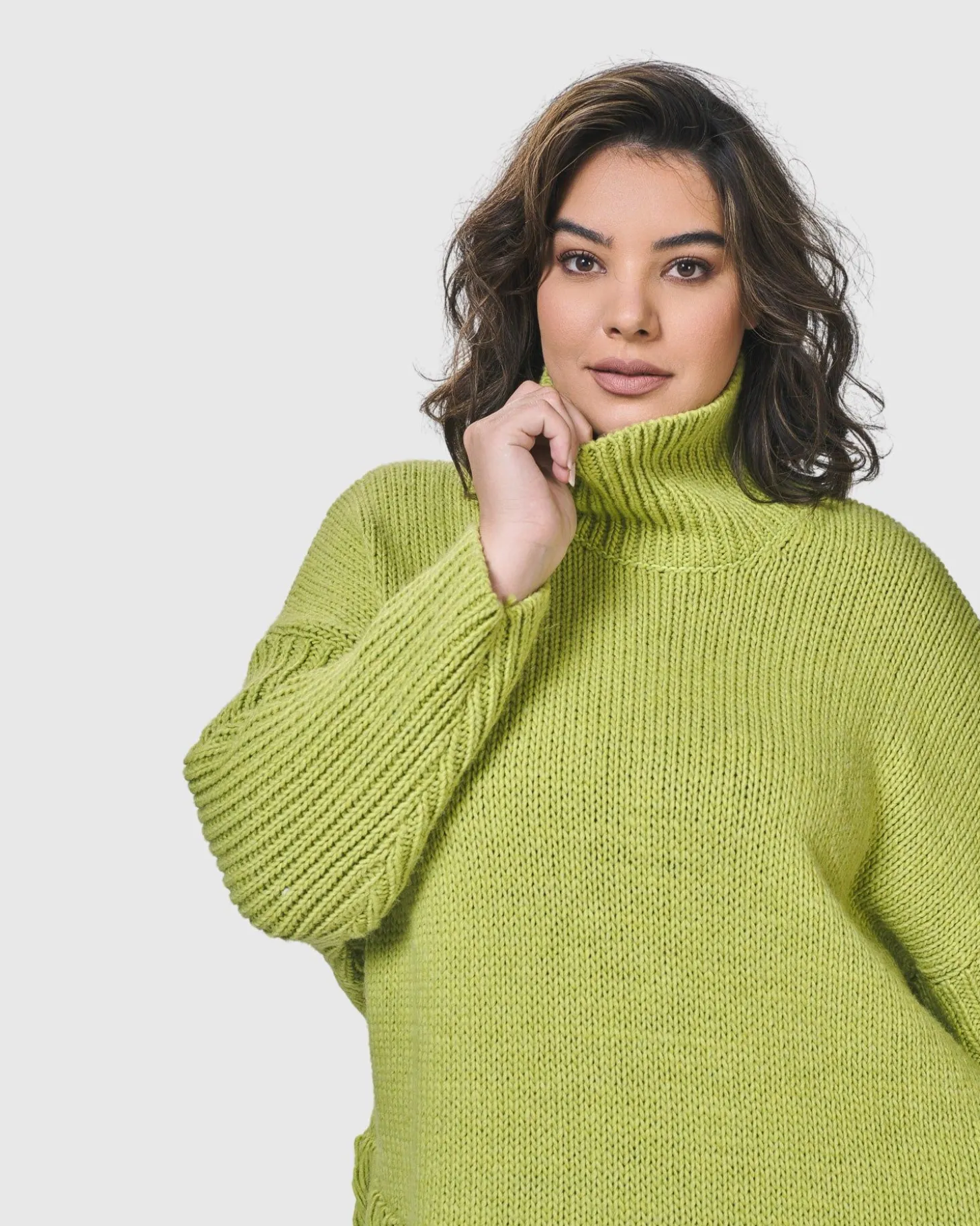 Women Alembika Urban Turtleneck Tunic Top, Lime